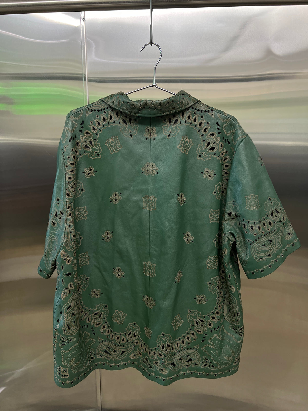 Amiri Bandana-Pattern Leather Shirt