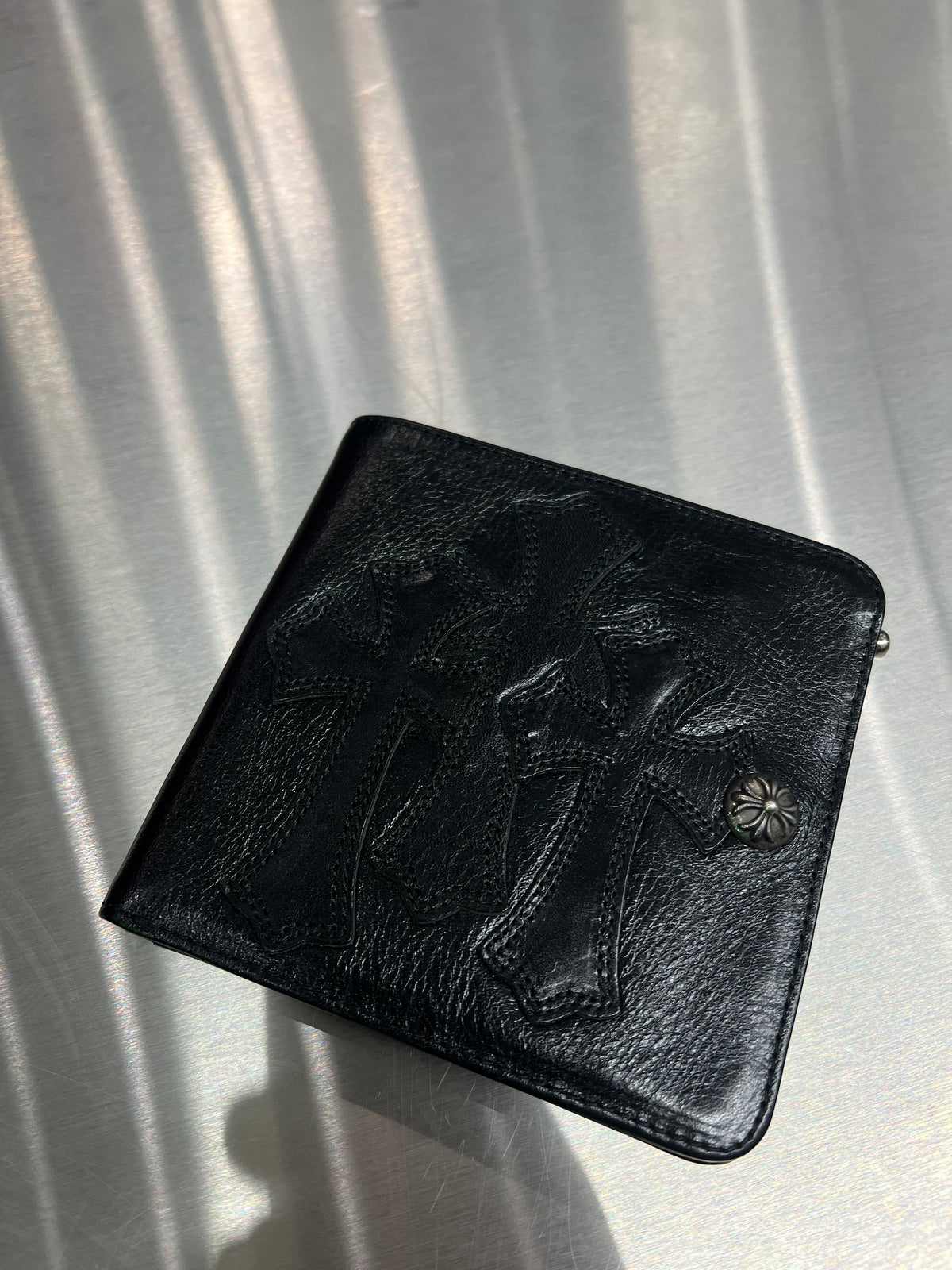 Chrome Hearts Cemetery Cross snap bi-fold wallet