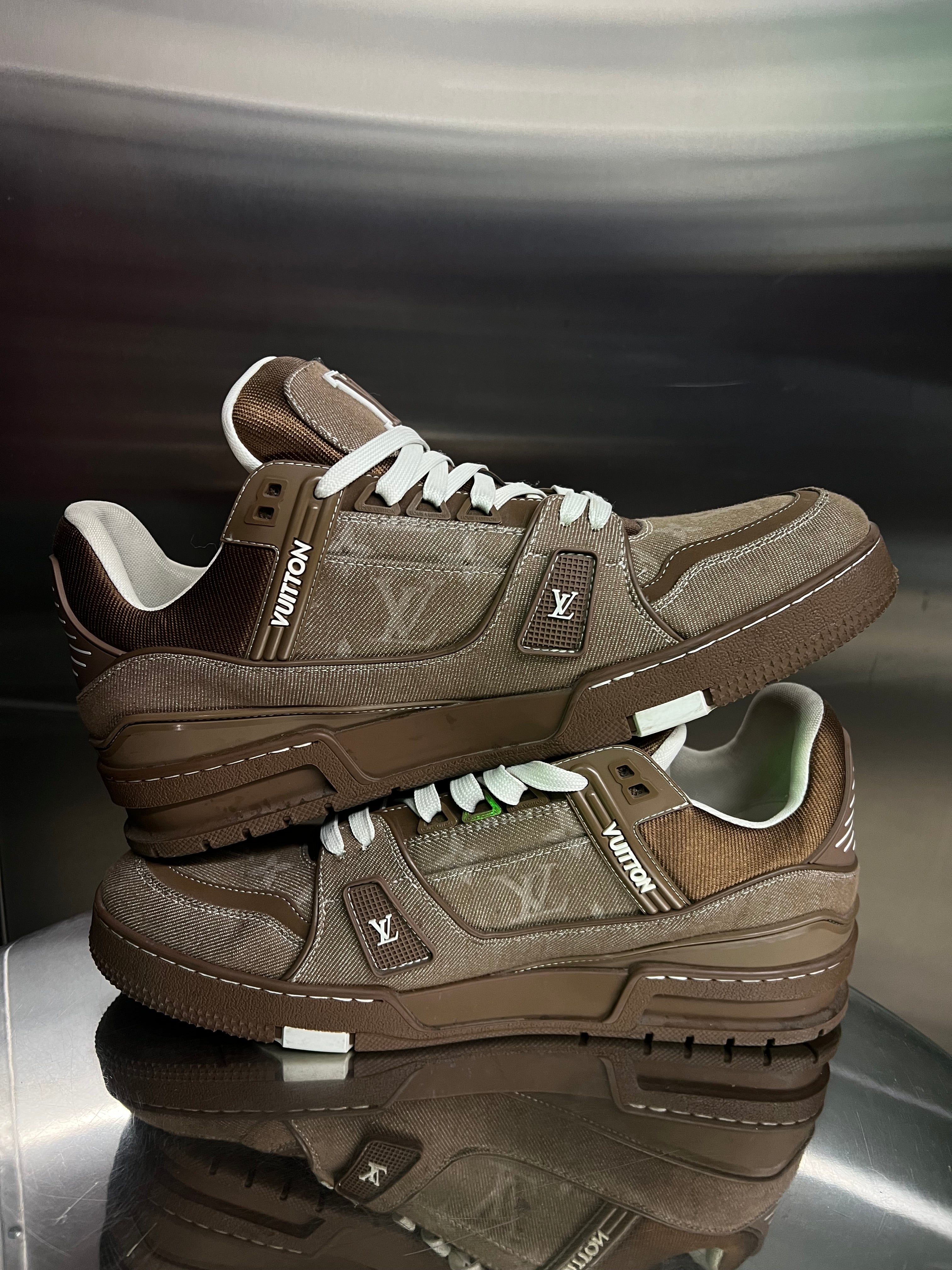 Louis Vuitton Trainer Sneakers “Brown Denim Monogram”