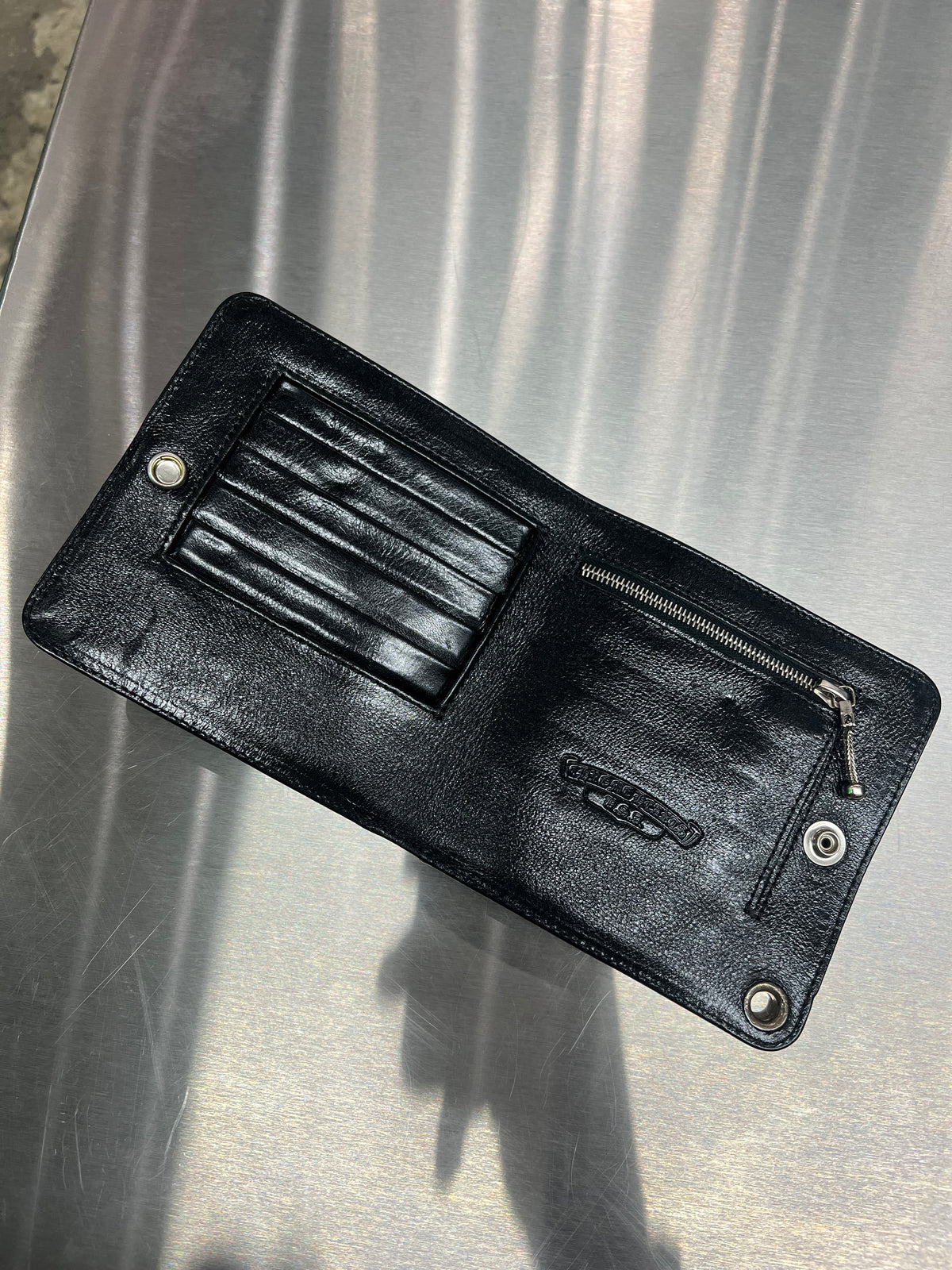 Chrome Hearts Cemetery Cross snap bi-fold wallet