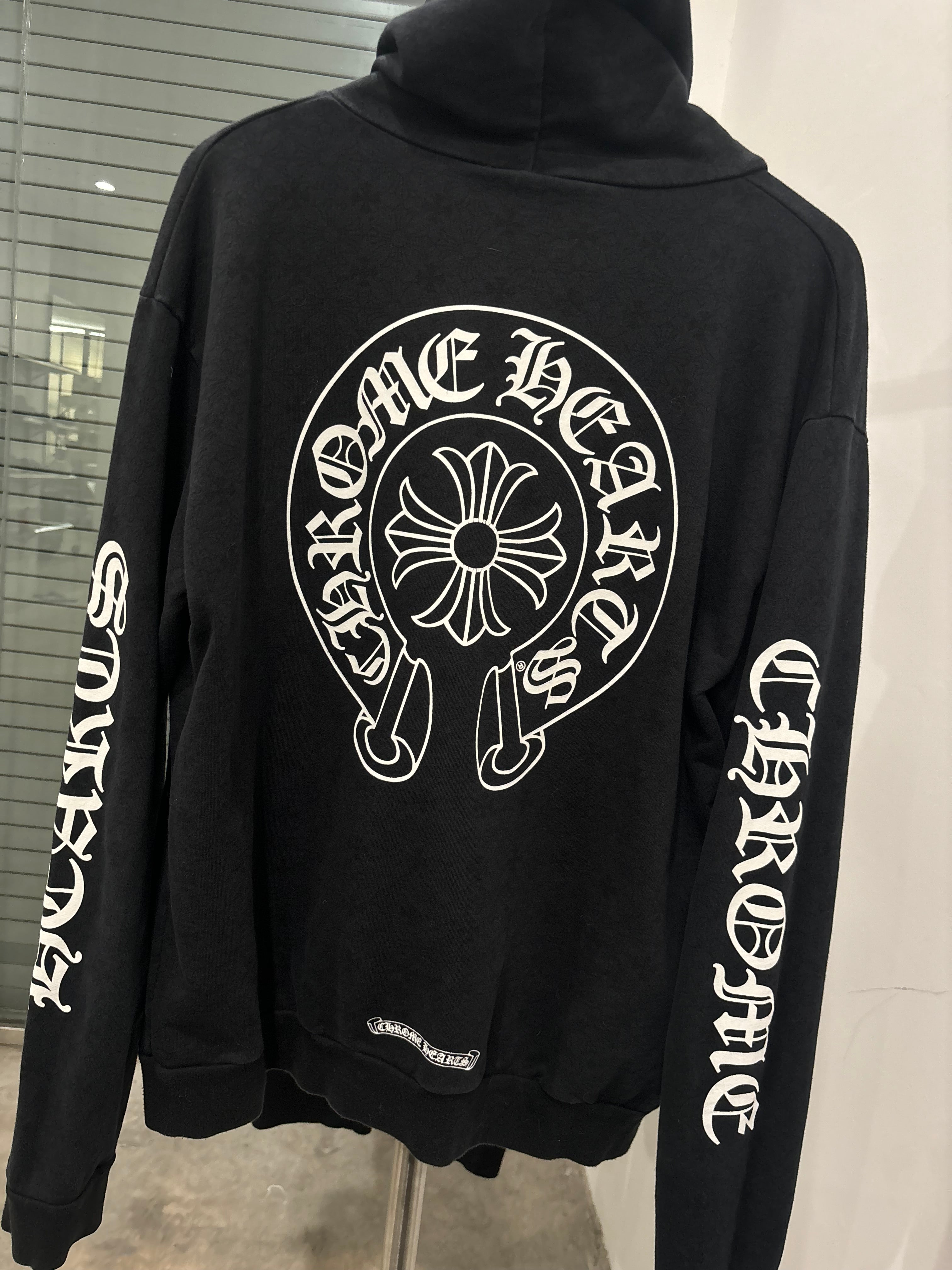 Chrome hearts plus cross all over/horseshoe zip up hoodie (Sz M)