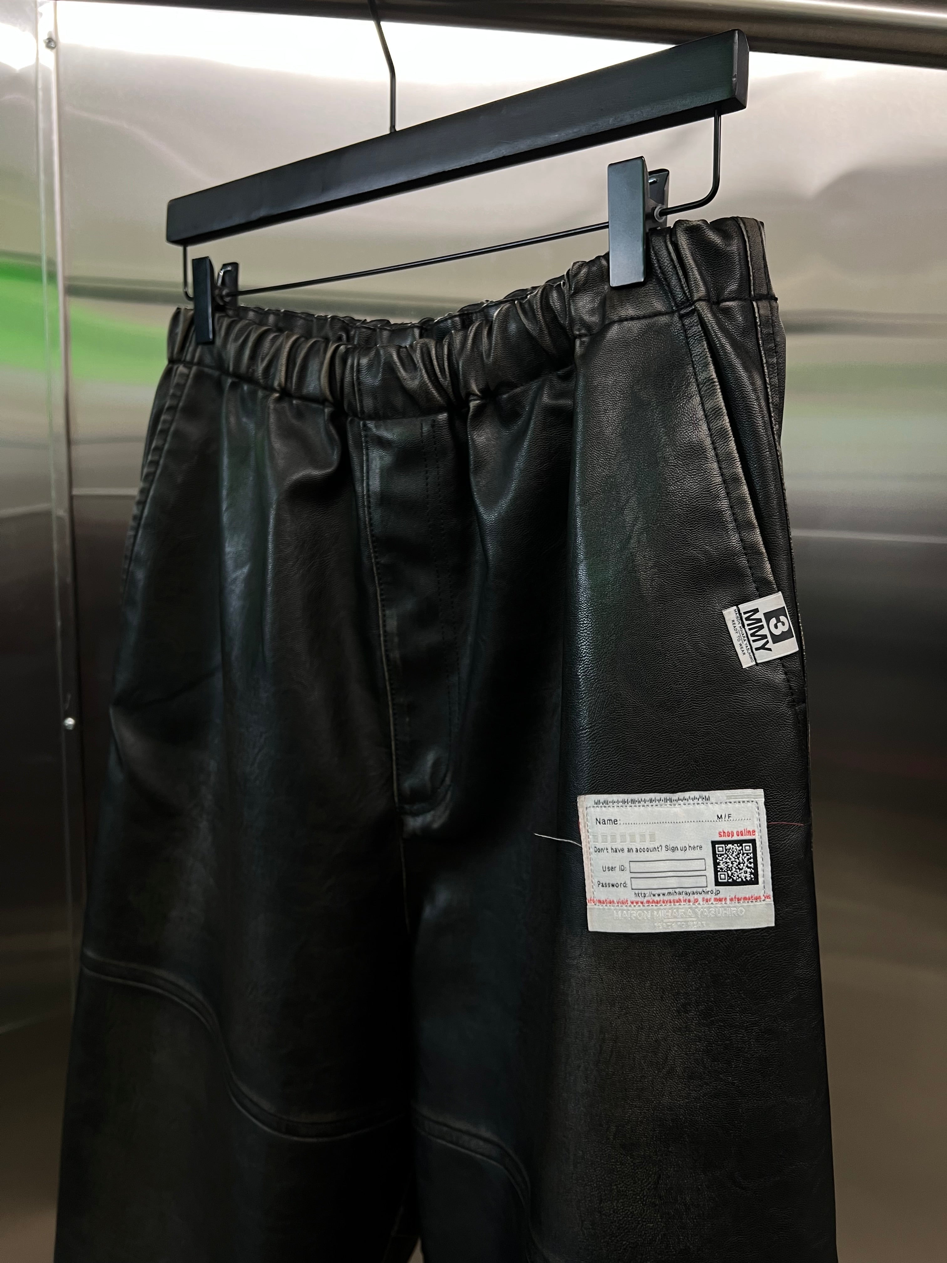 Maison Mihara Yasuhiro black vegan leather trousers