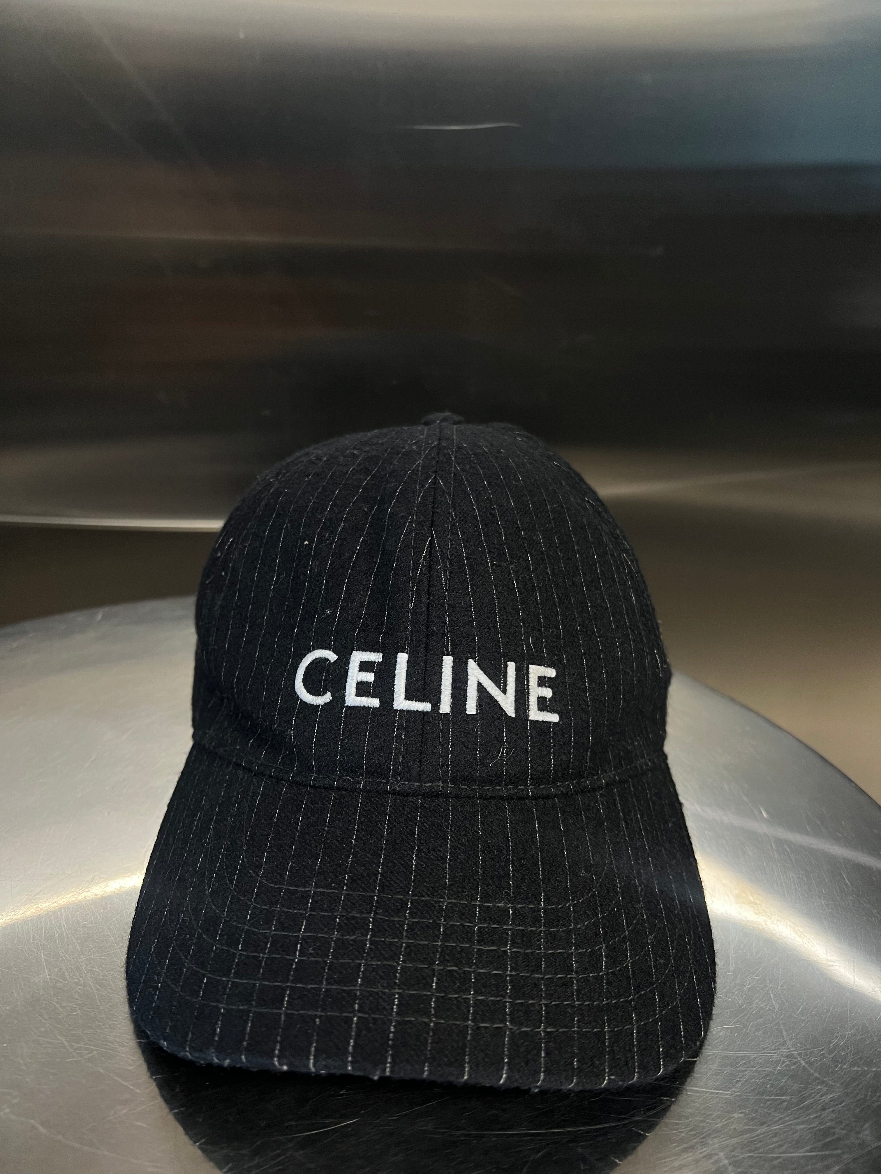 Celine Pinstriped logo baseball cap