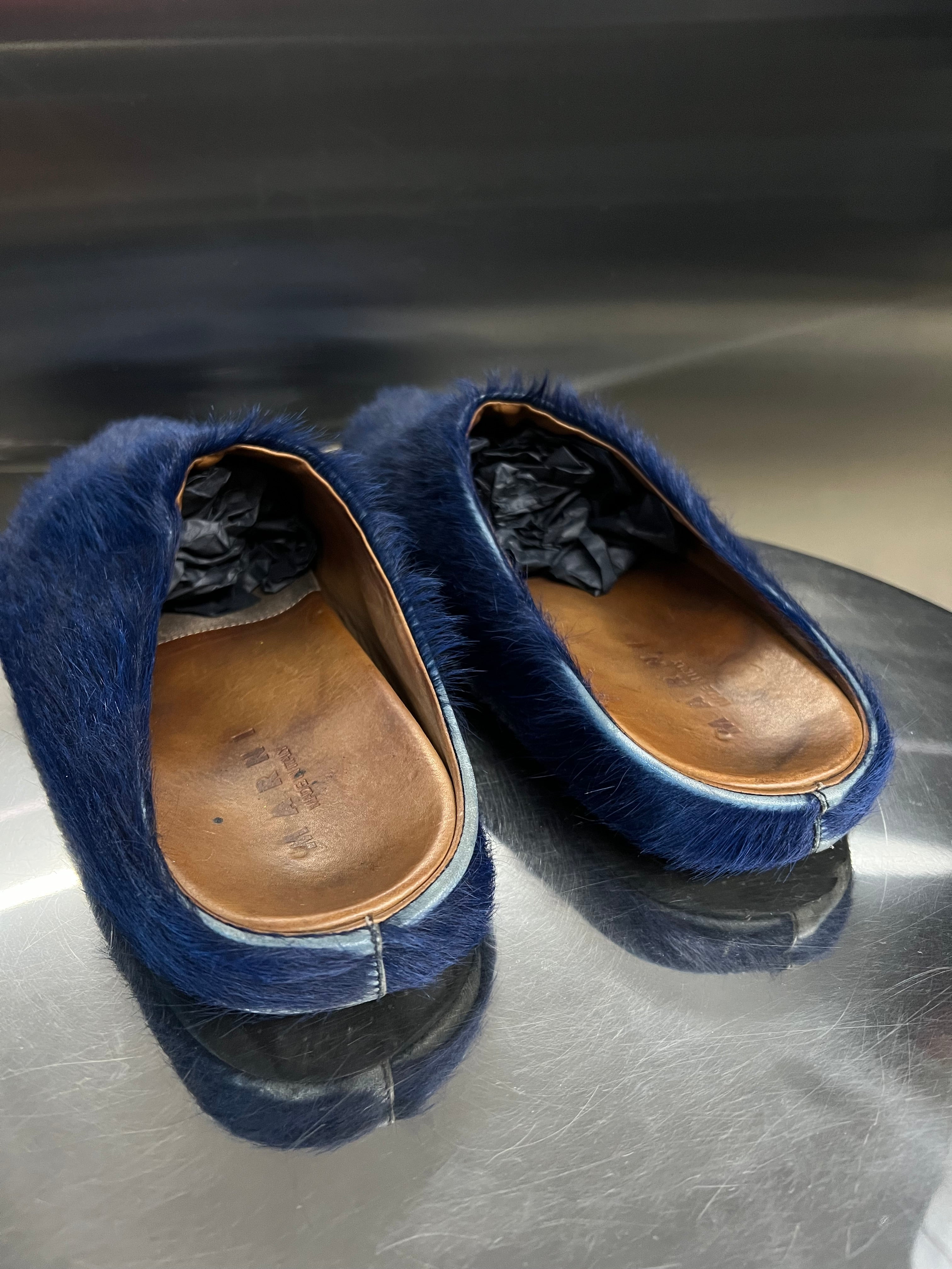 Marni Dark blue Calfskin Fussbet sabot slides