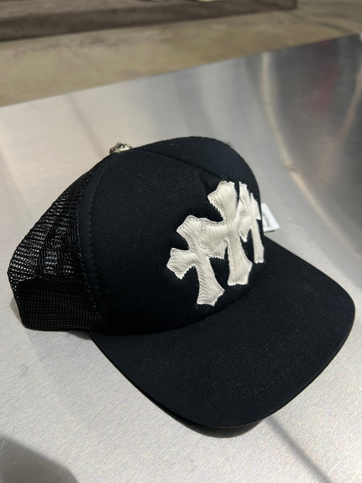Chrome Hearts Cemetery white Pony Hair trucker hat
