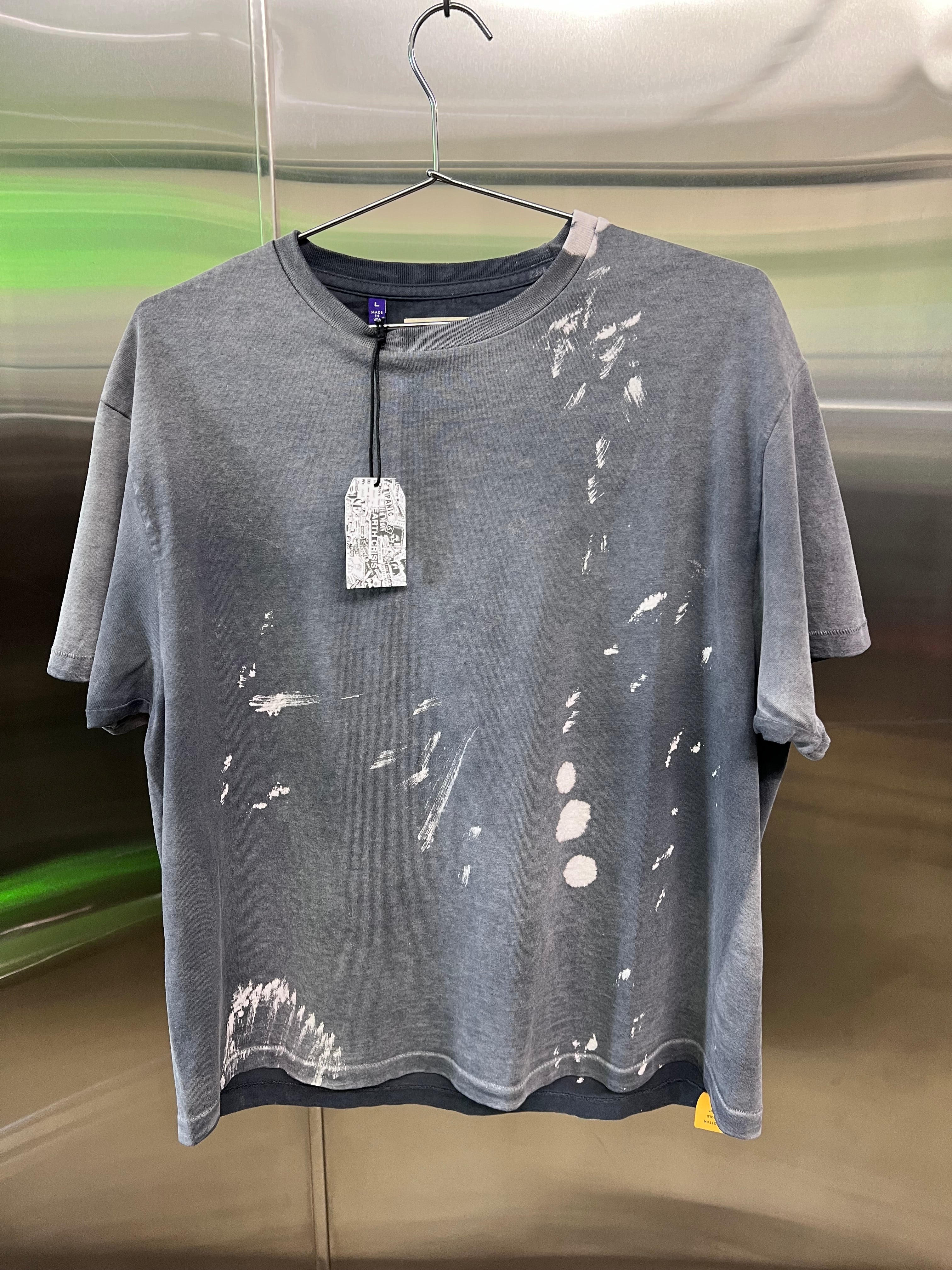 Gallery Dept. Alva T shirt In ‘Charcoal’ White paint-Splatter Design