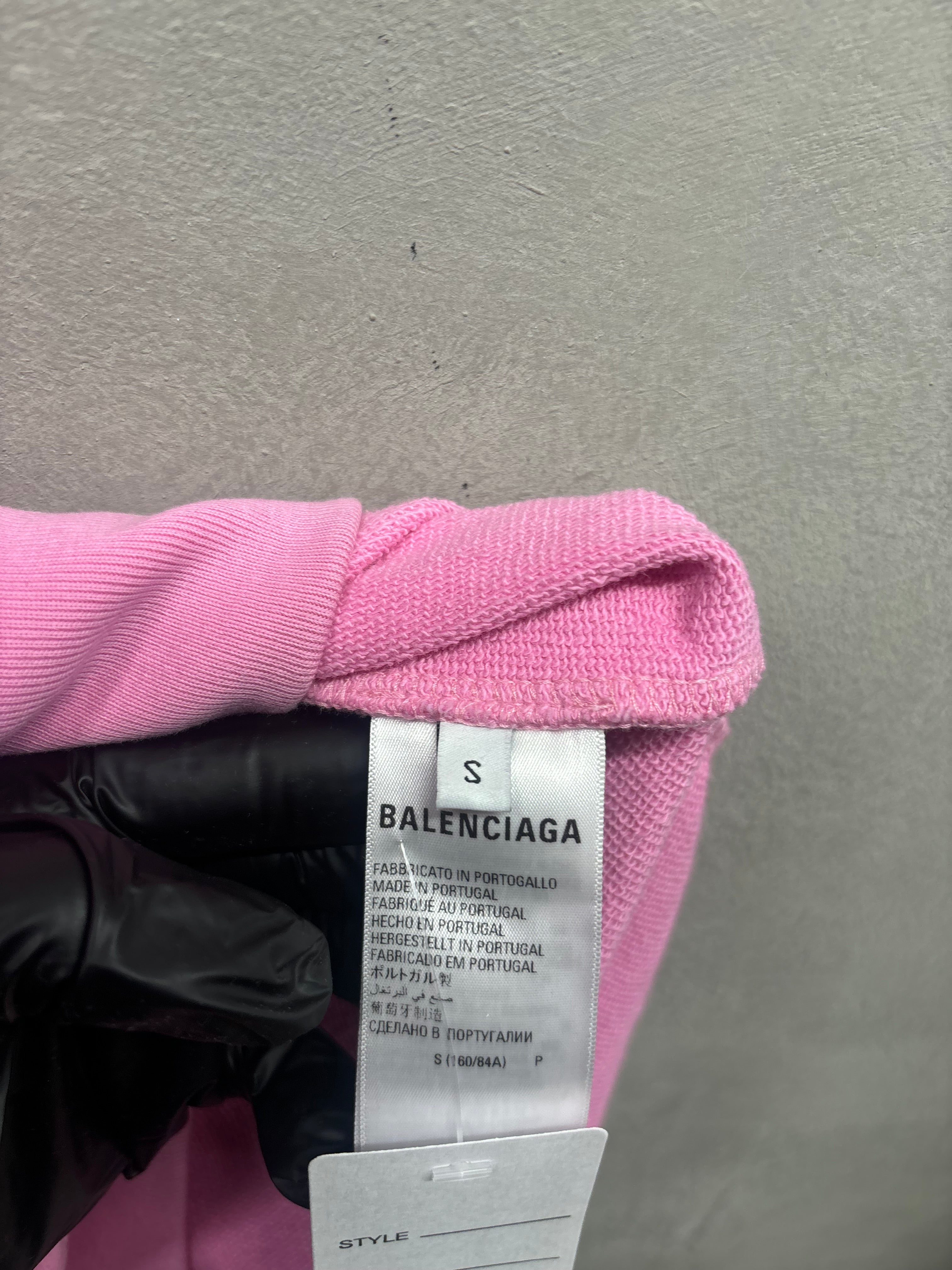 Balenciaga Pink Rhinestone logo hoodie