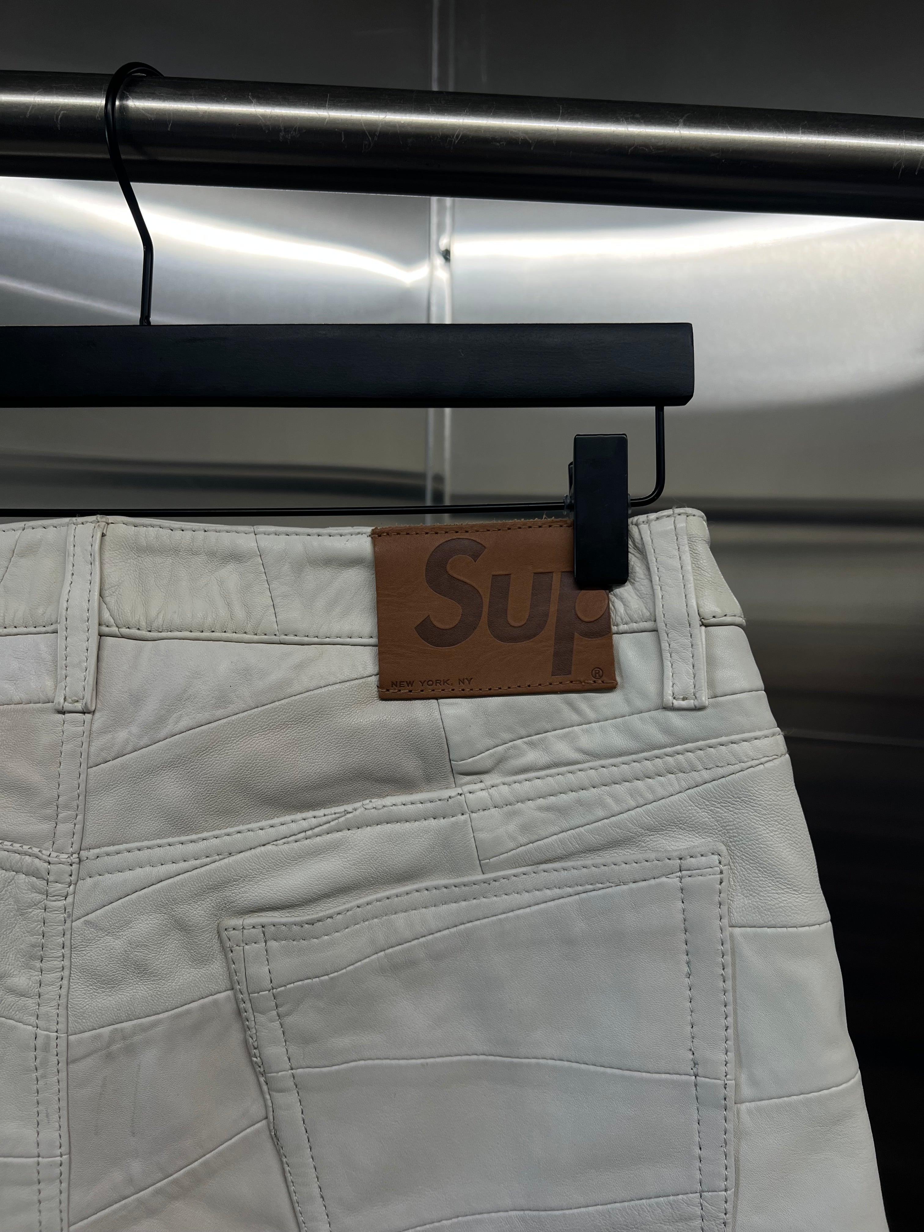 Supreme lambskin patchwork pants