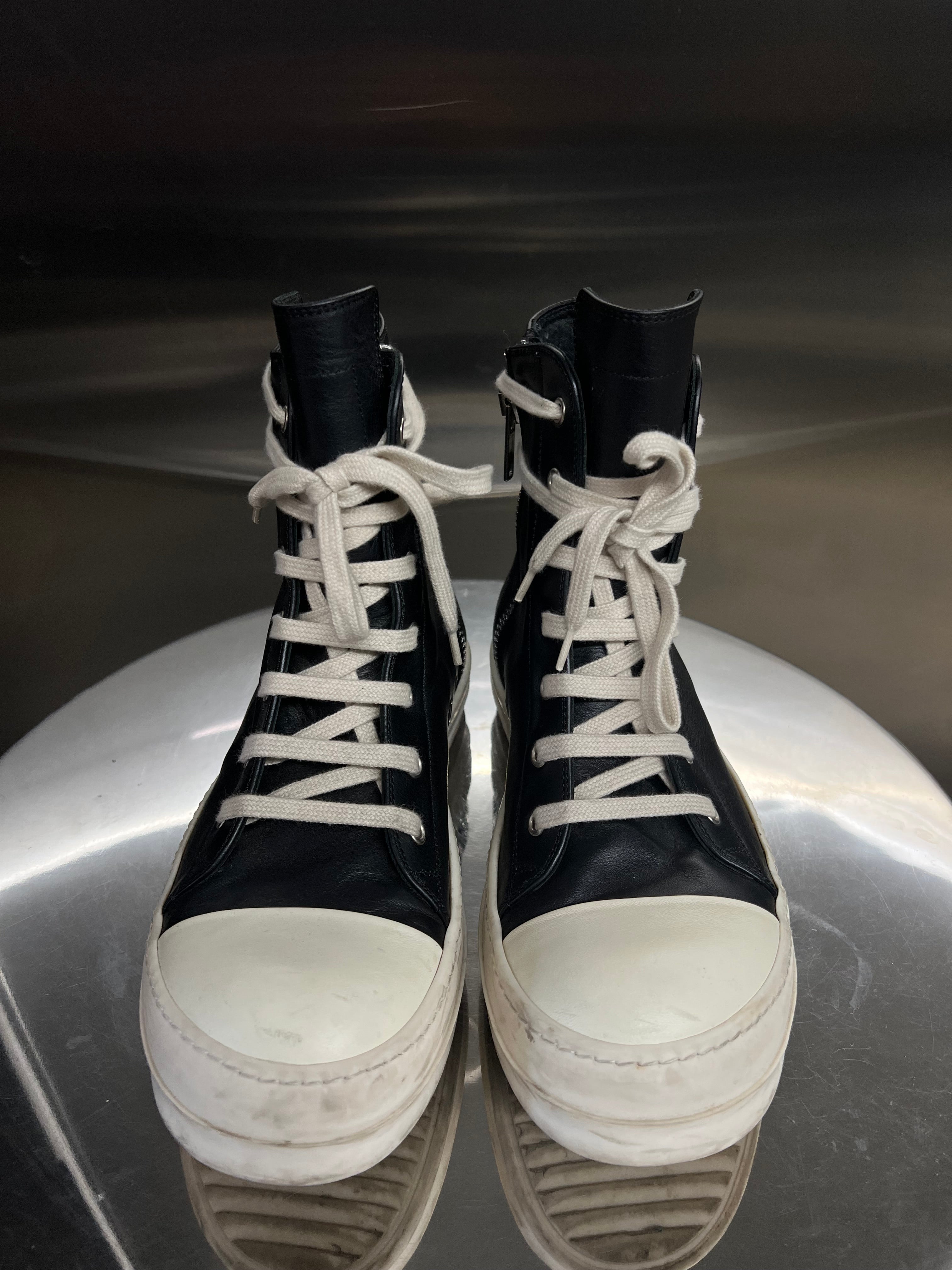 Rick Owens leather Ramones high-top sneaker