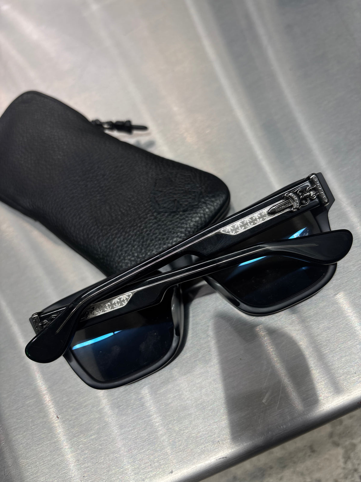 Chrome Hearts Box officers black rhodium sunglasses