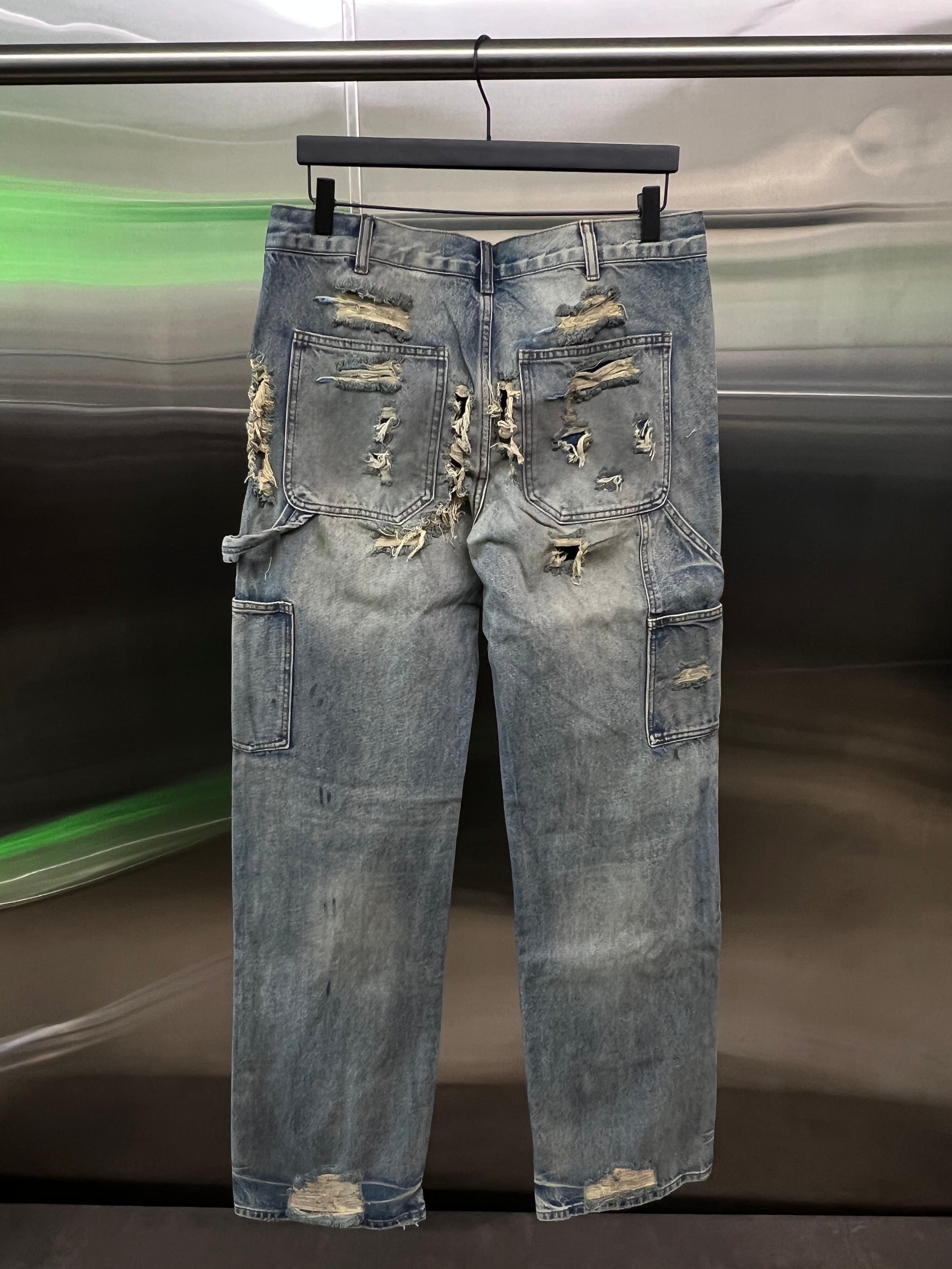 GV Gallery Raspberry Hills Baggy Jeans Distressed, Light-Washed Blue Denim And Paint-Splatter