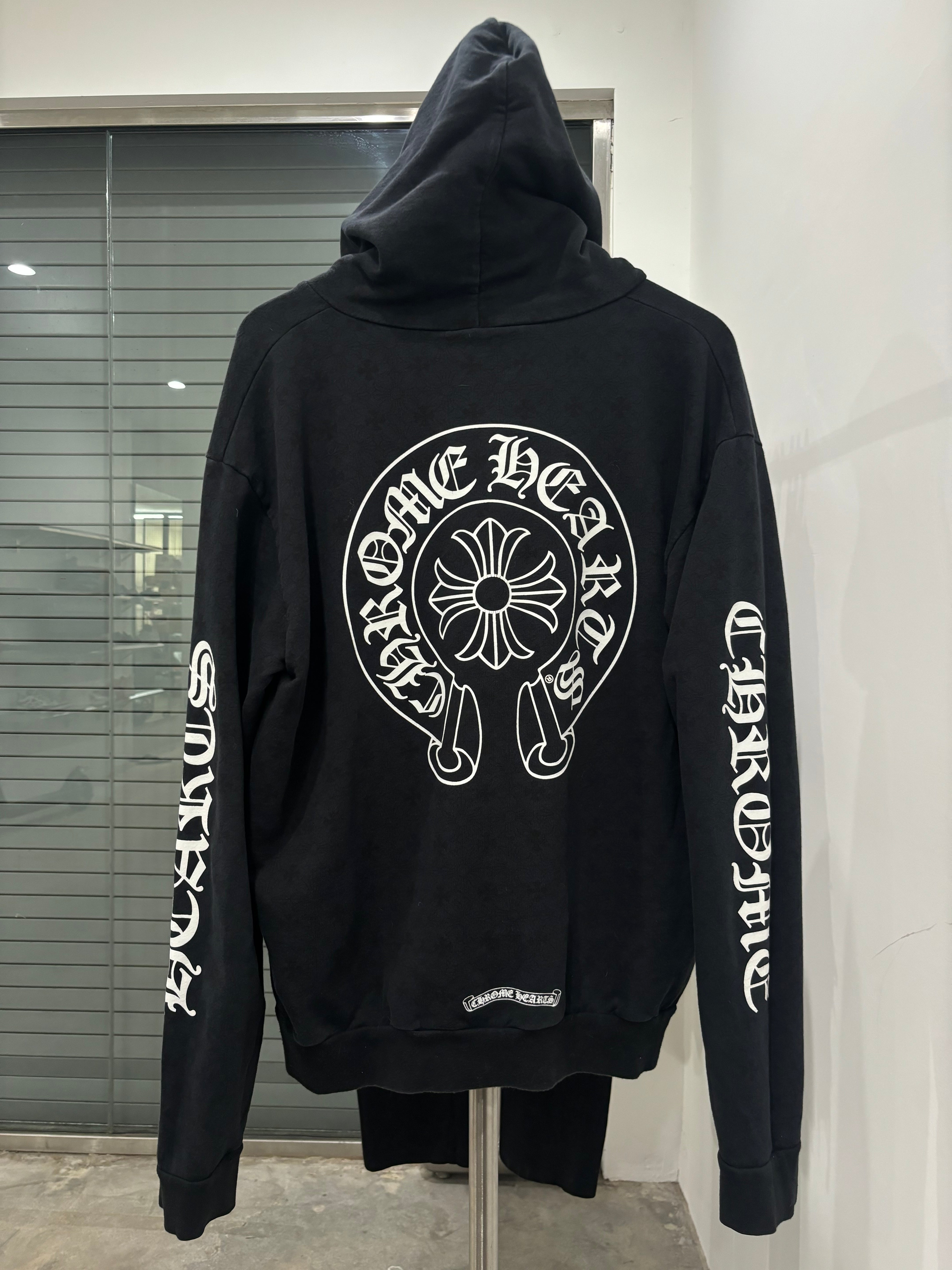Chrome hearts plus cross all over/horseshoe zip up hoodie (Sz M)