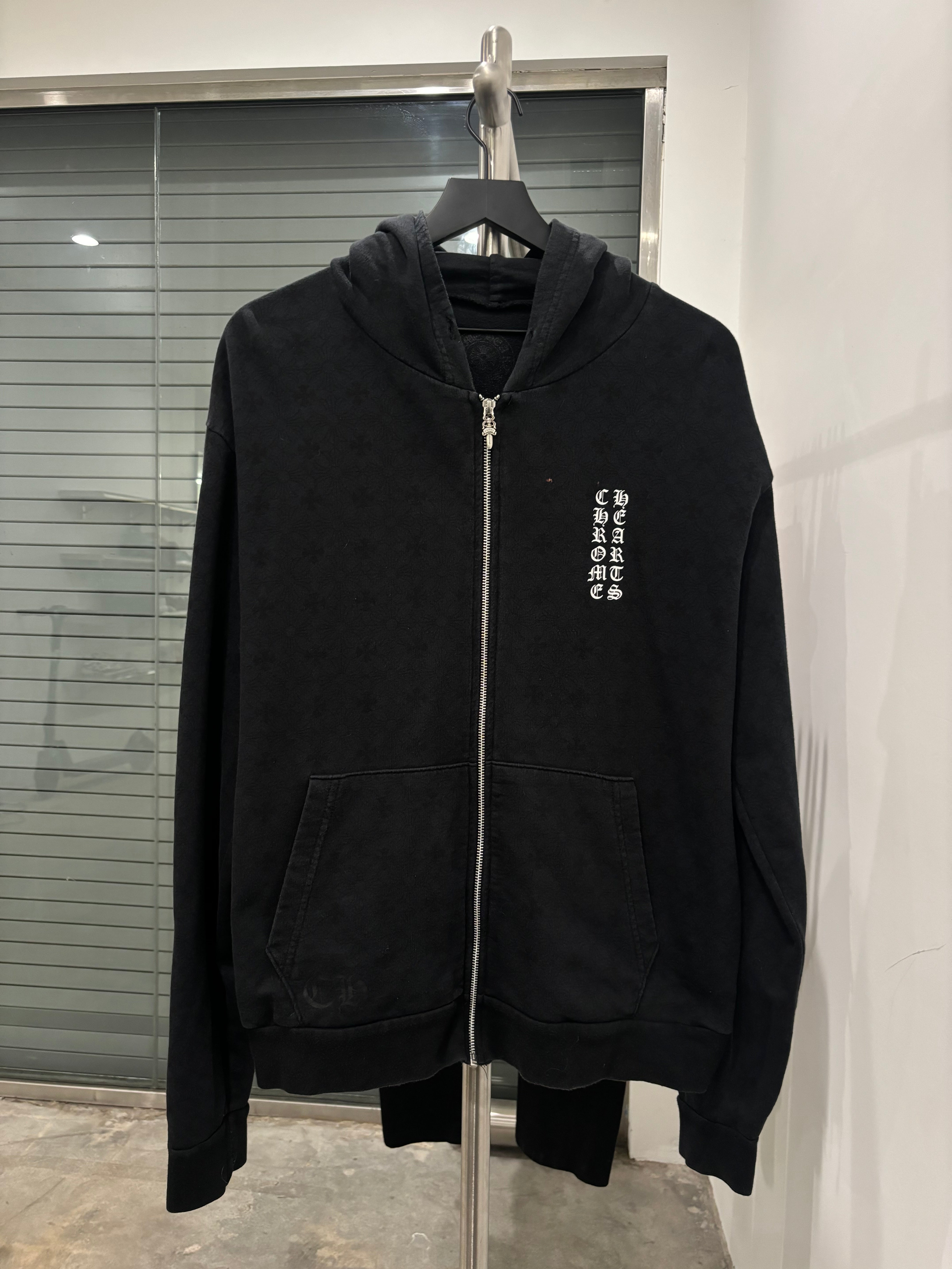 Chrome hearts plus cross all over/horseshoe zip up hoodie (Sz M)