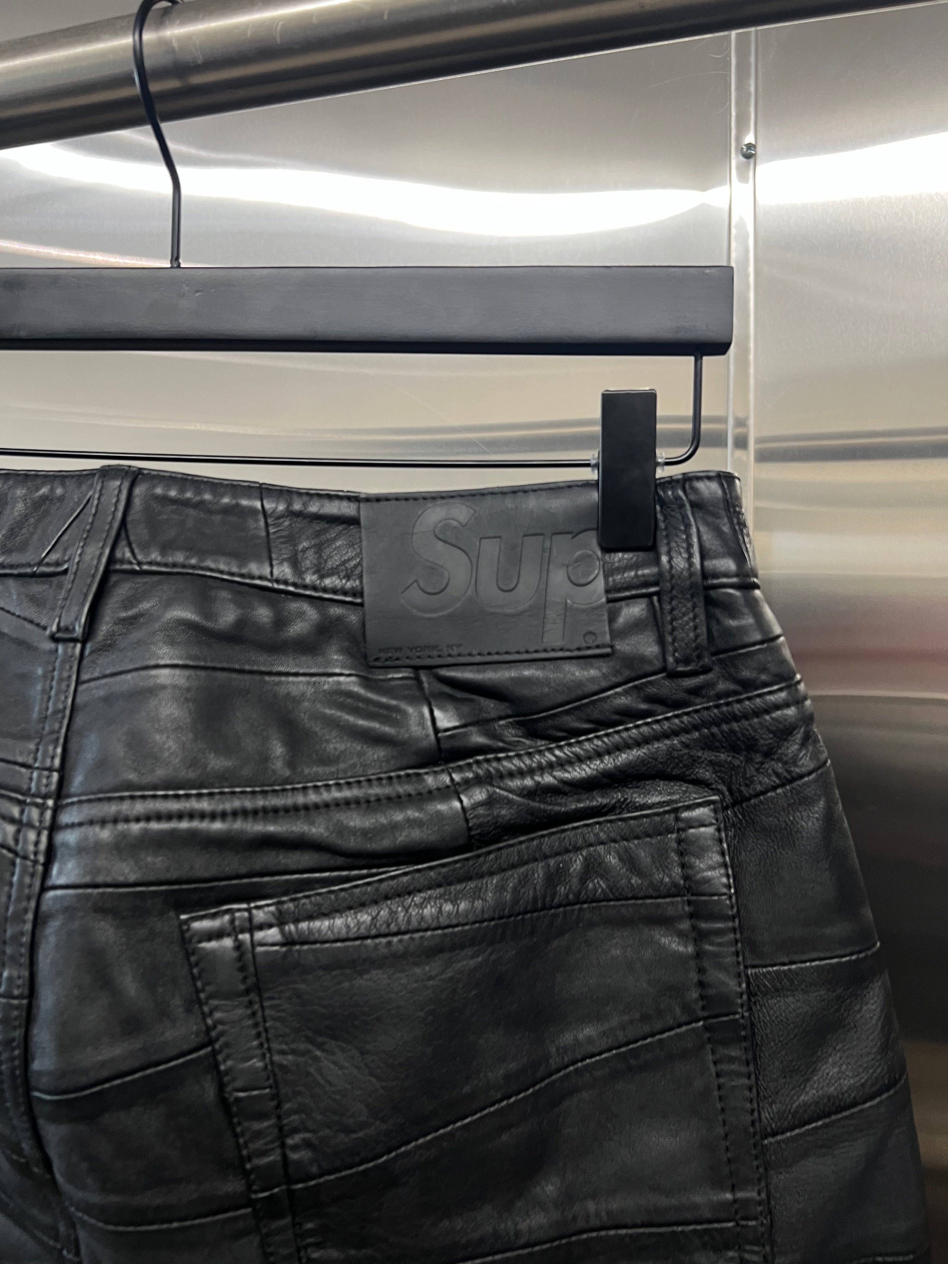 Supreme lambskin patchwork pants