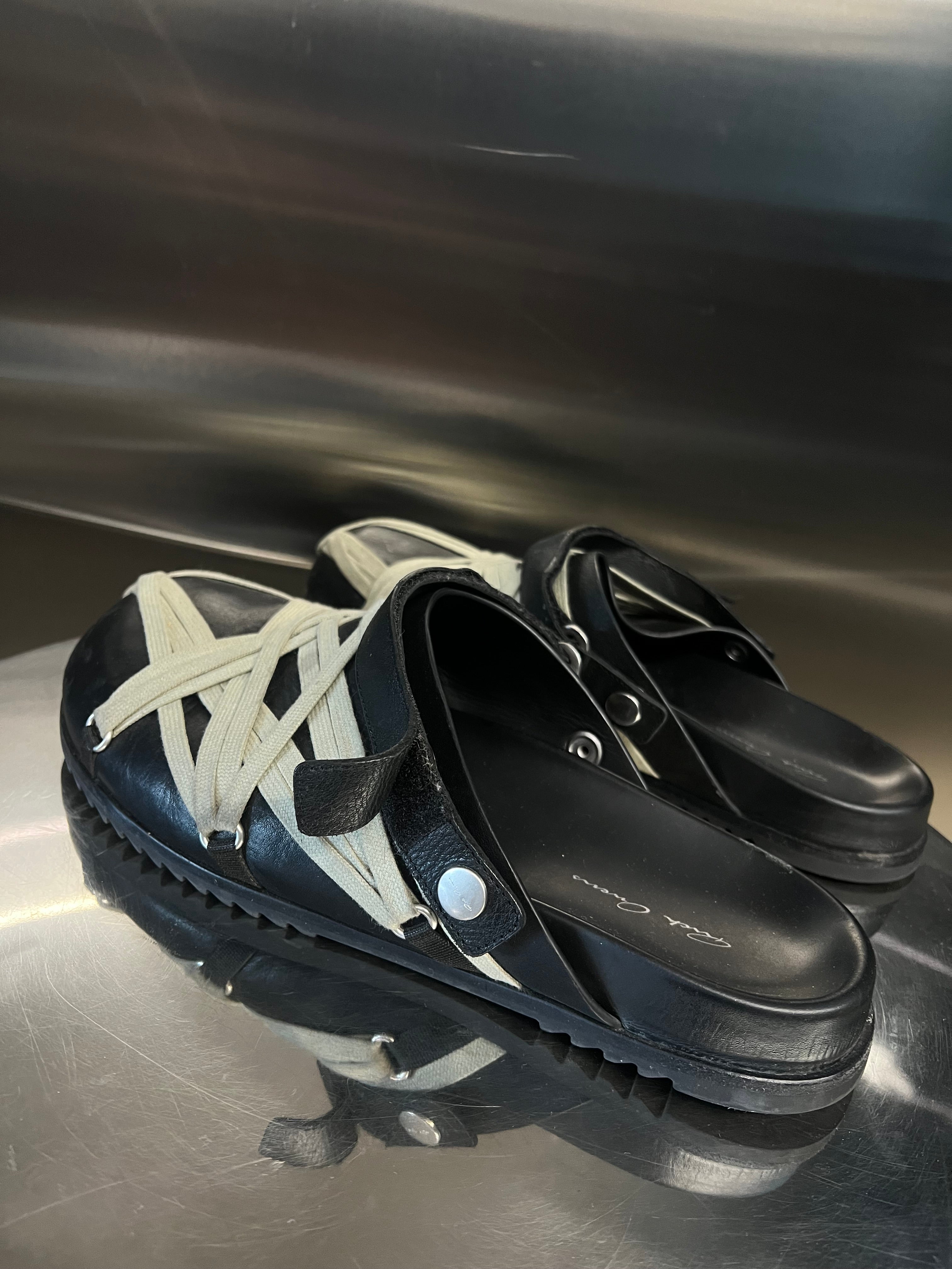 Rick Owens Mega-lace Granola leather mules