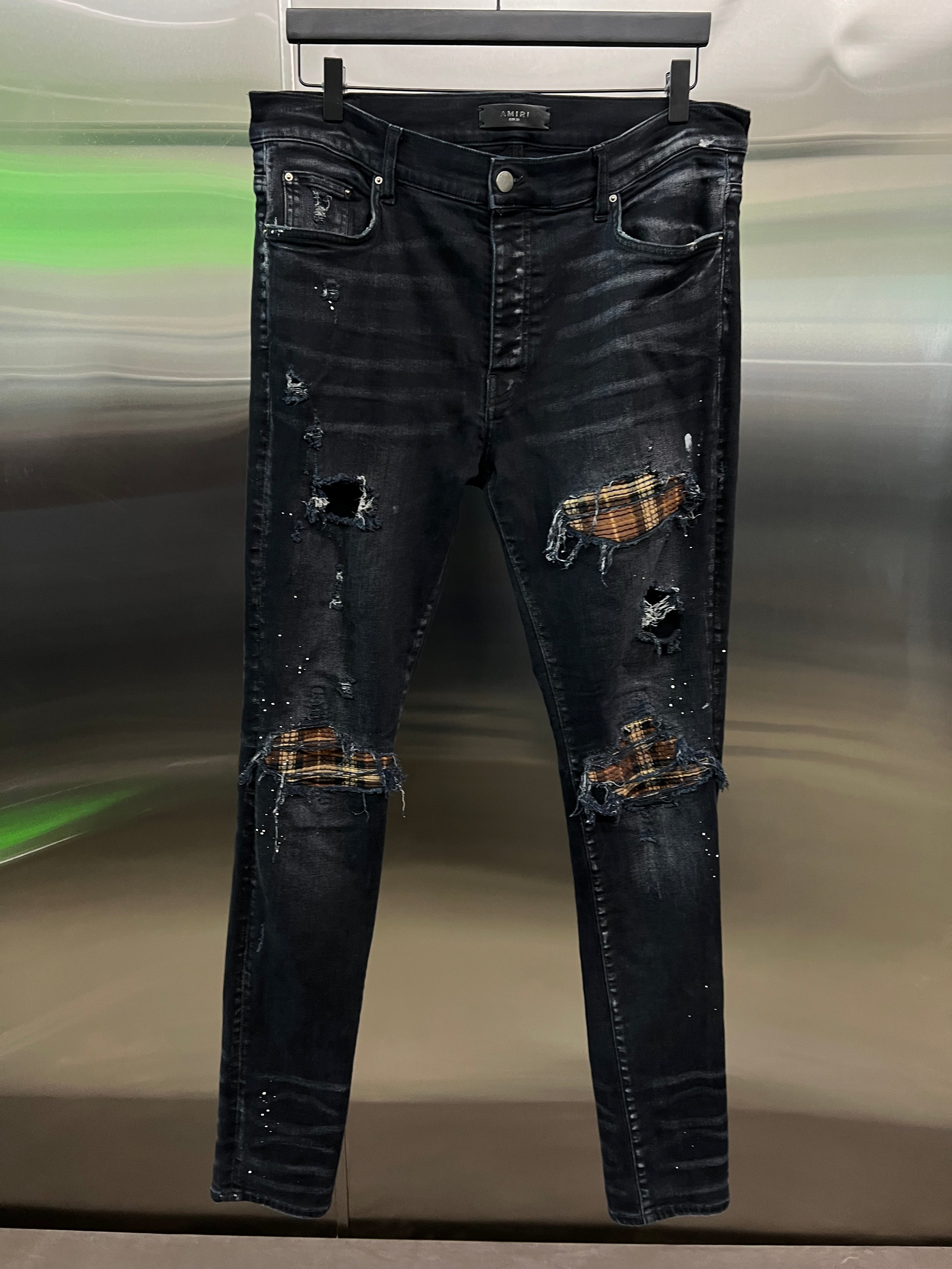 Amiri Mx 1 Plaid Patch jeans