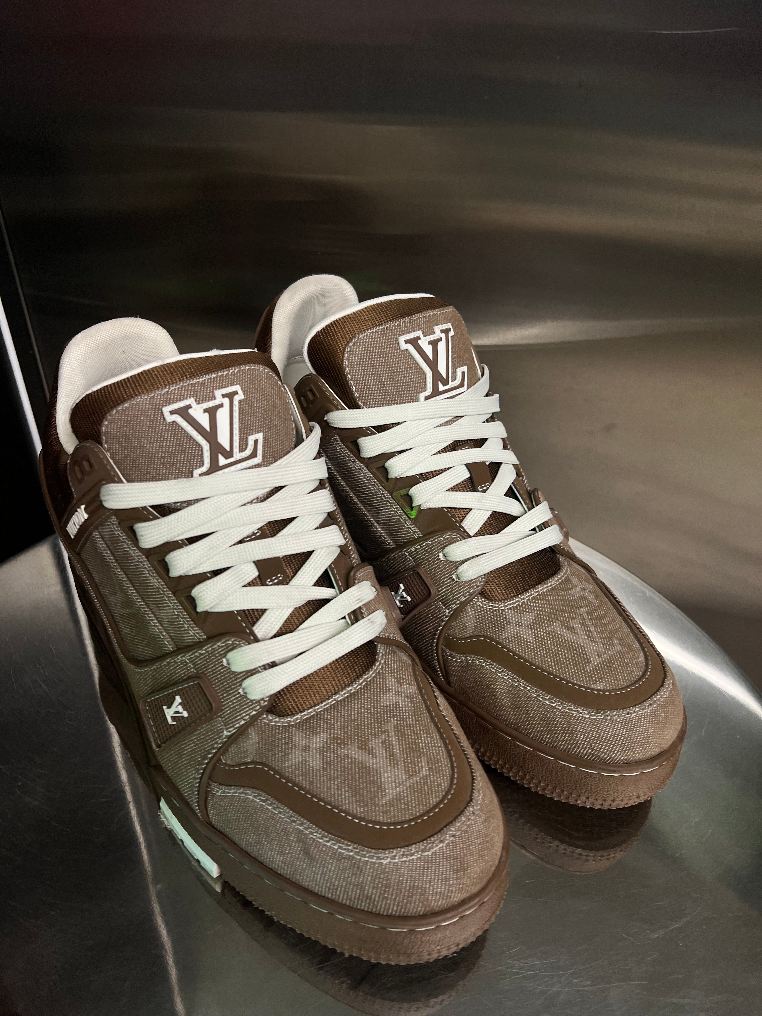 Louis Vuitton Trainer Sneakers “Brown Denim Monogram”