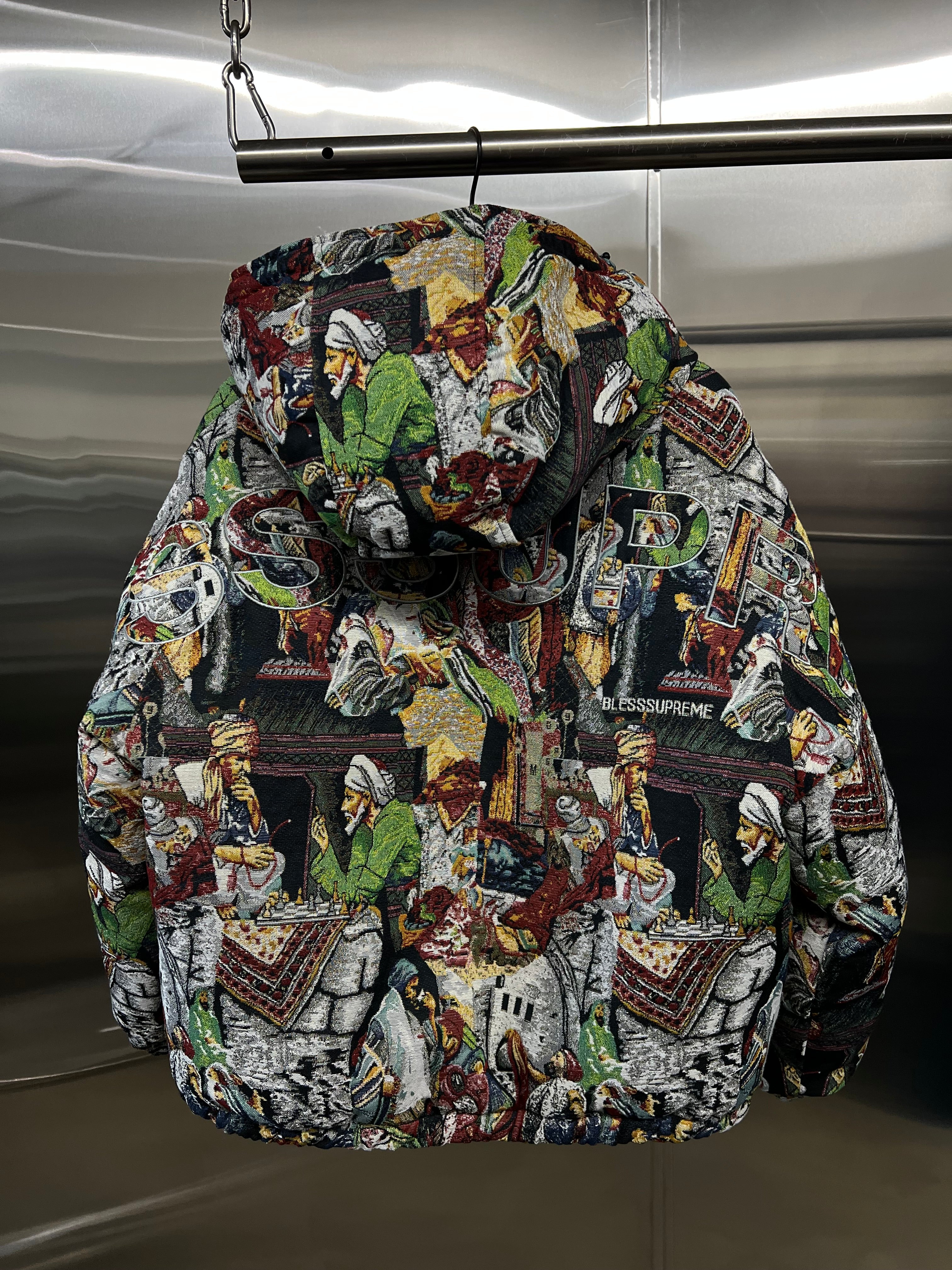 Supreme bless tapestry puffer jacket