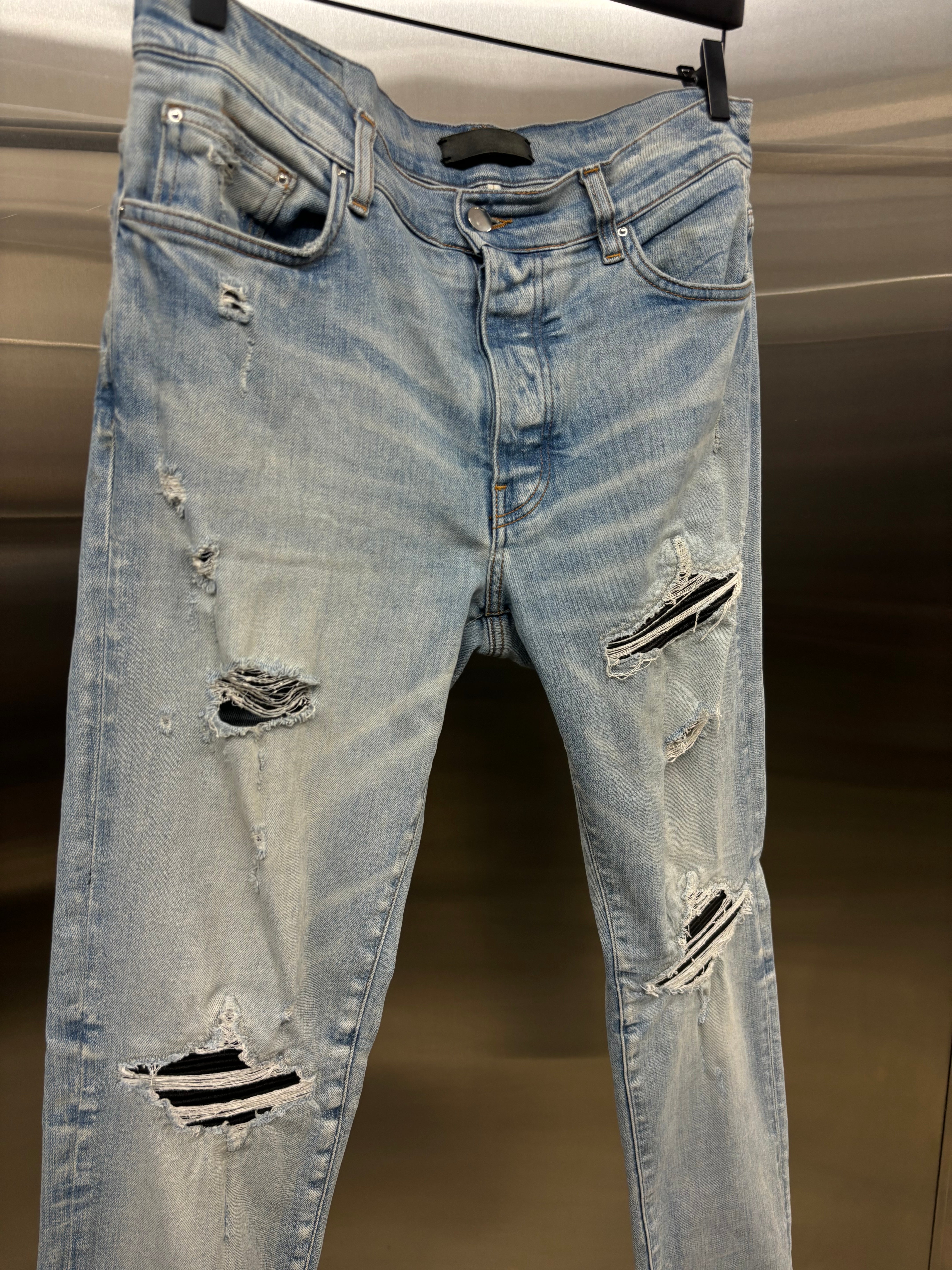 Amiri Mx1 Leather patch jeans