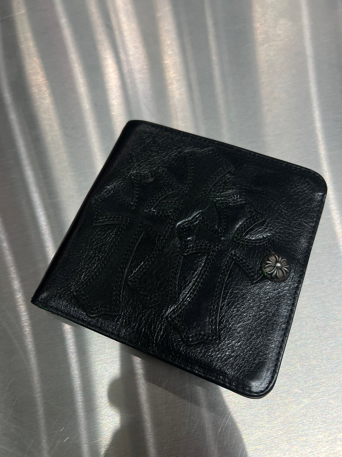 Chrome Hearts Cemetery Cross snap bi-fold wallet