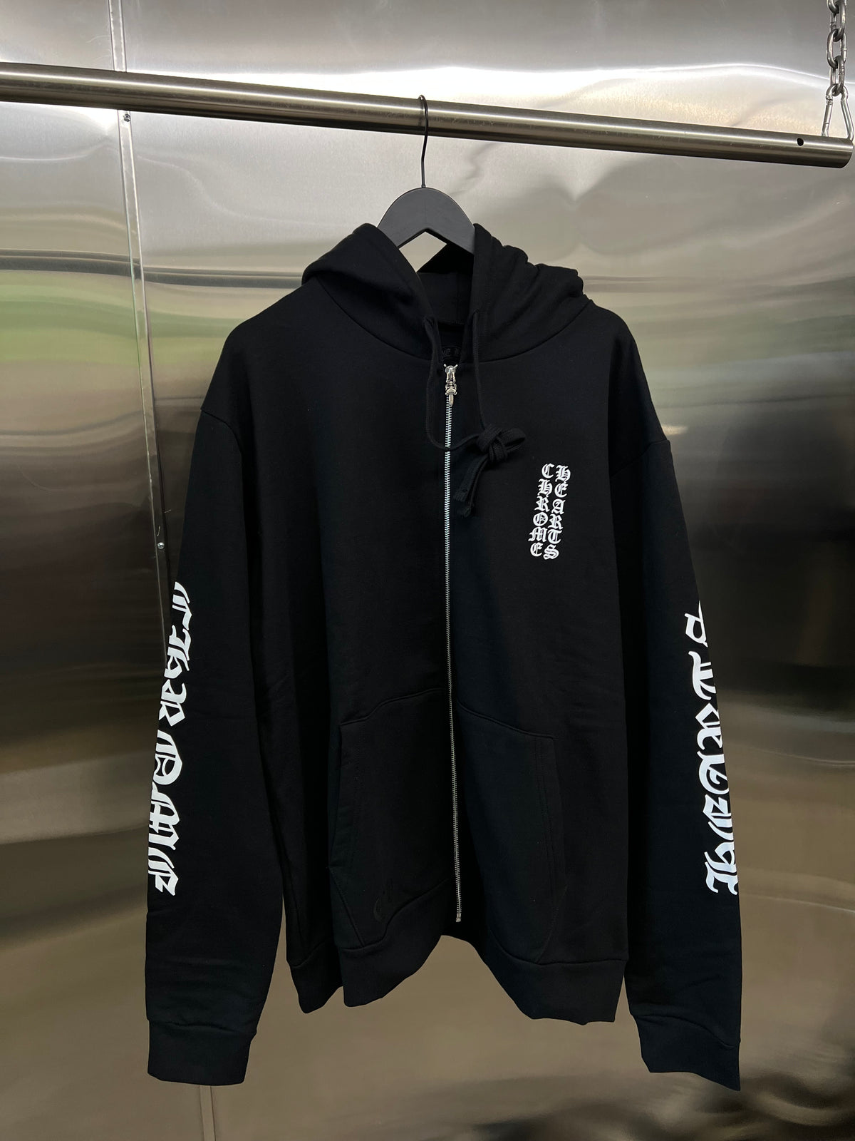 Chrome Hearts black zip up hoodie “Vertical logo”