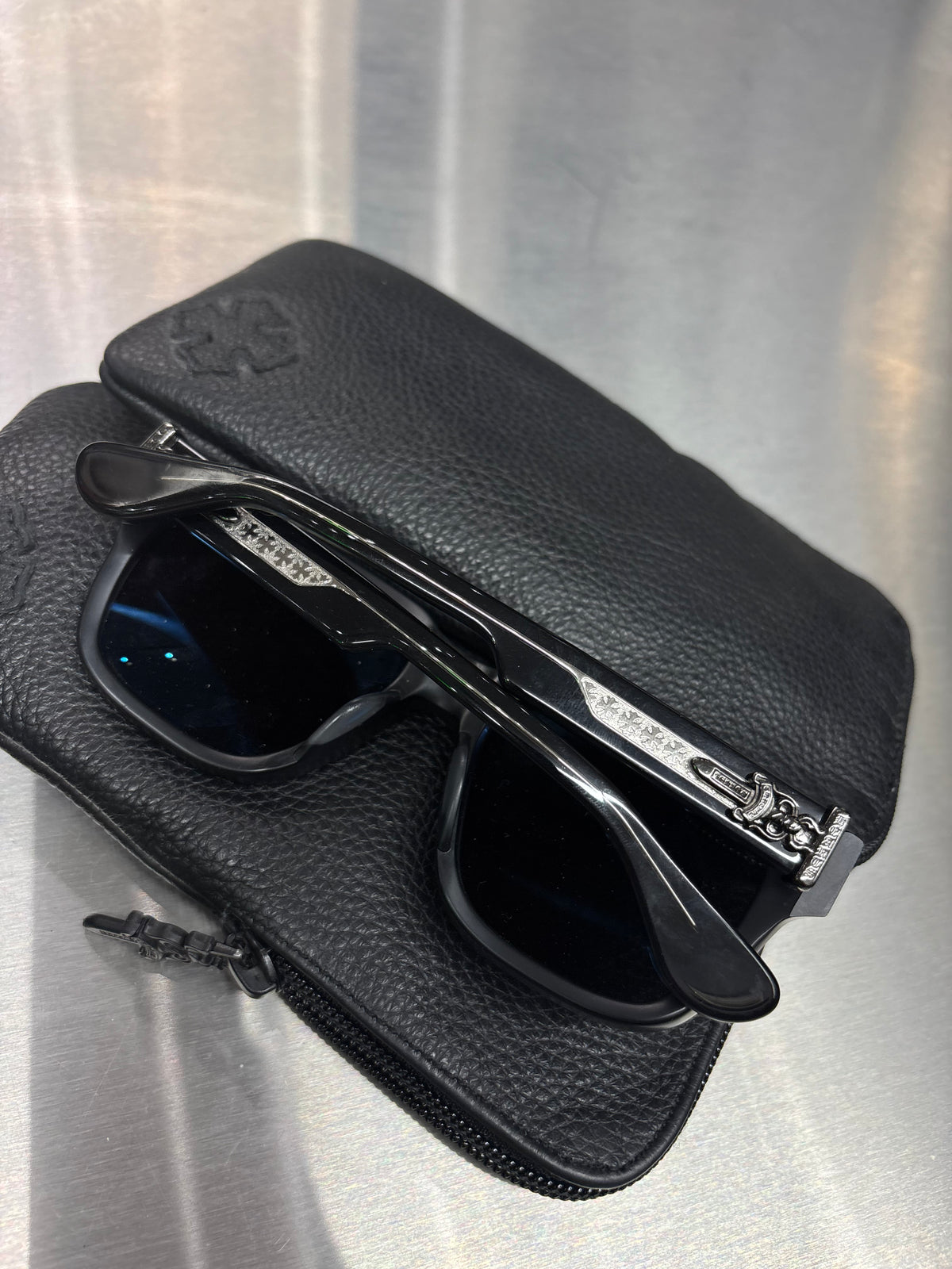 Chrome Hearts Box officers black rhodium sunglasses