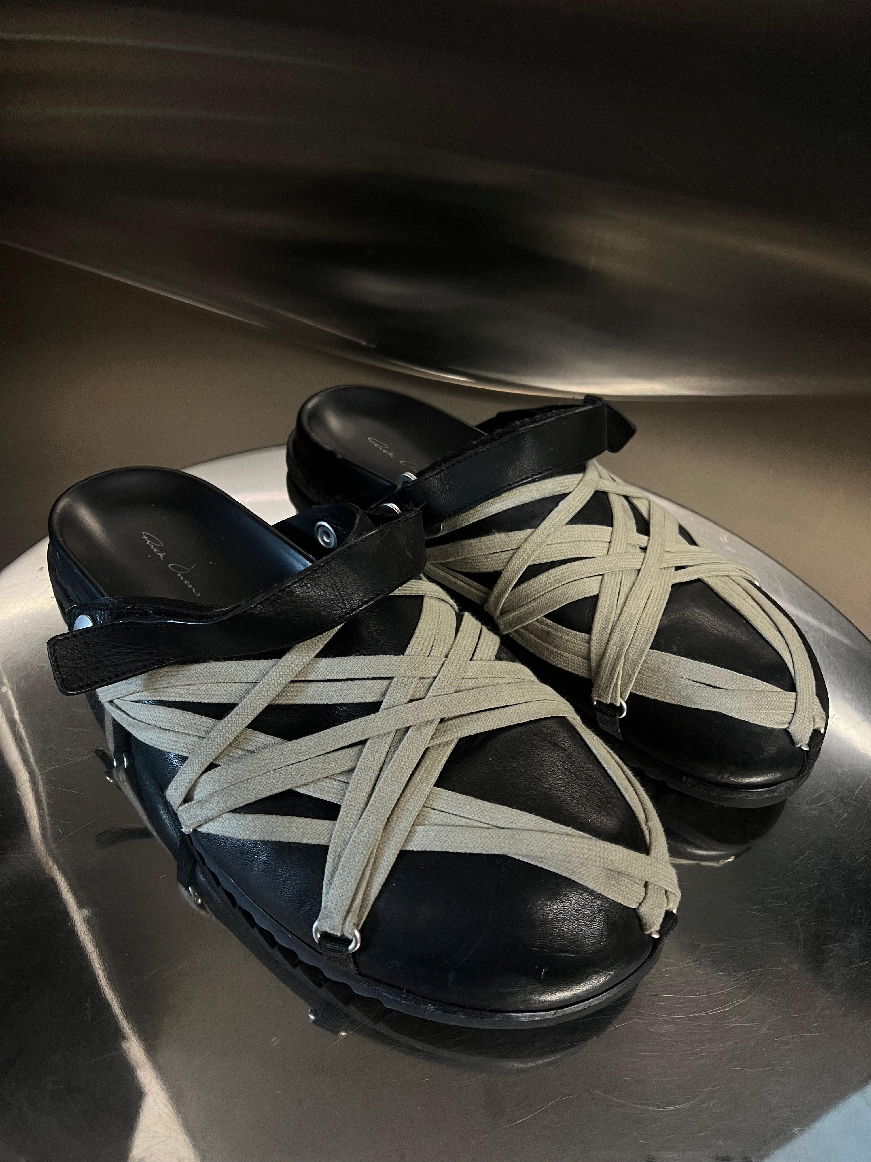 Rick Owens Mega-lace Granola leather mules