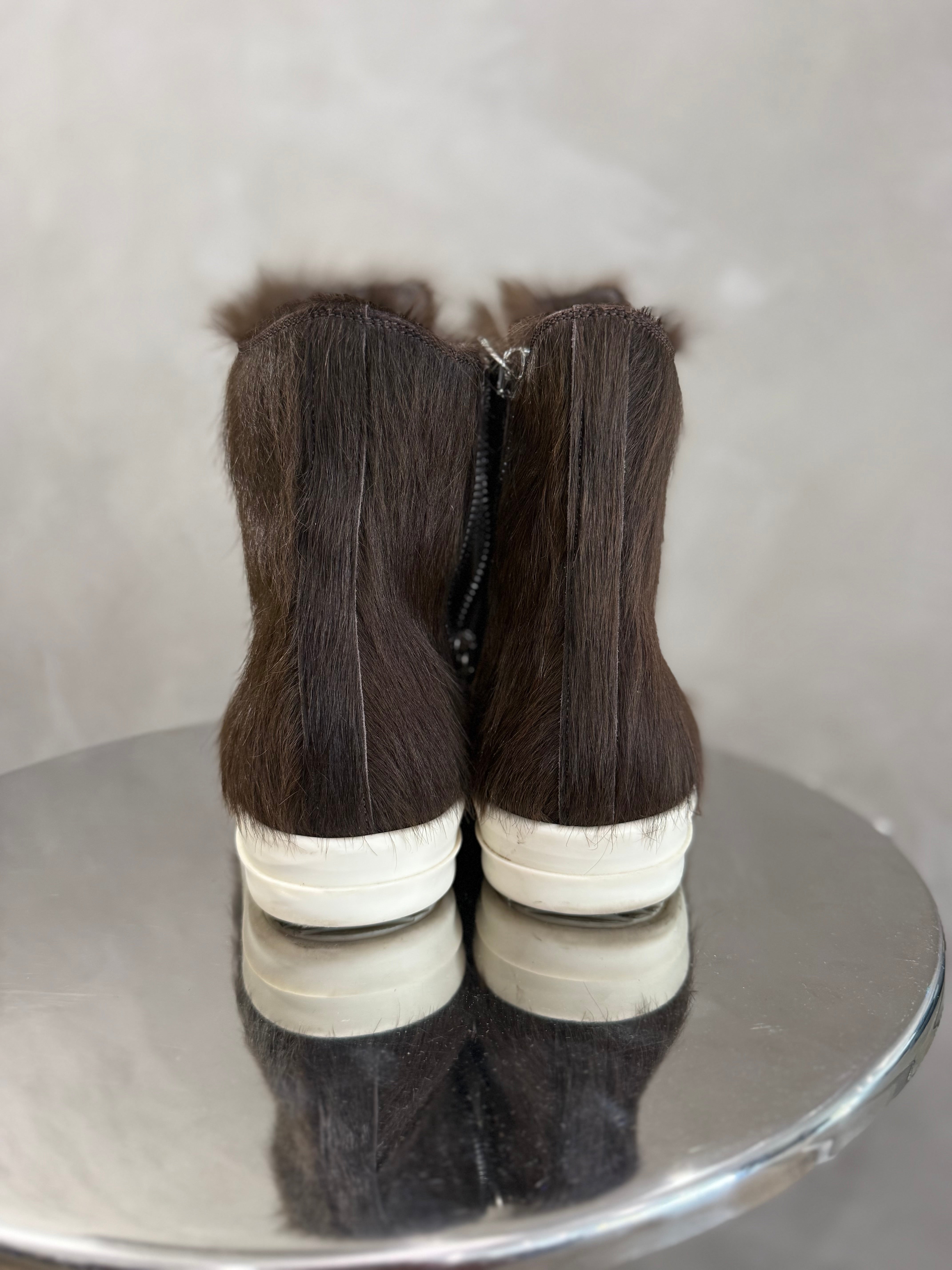 Rick Owens Brown Fur Boots
