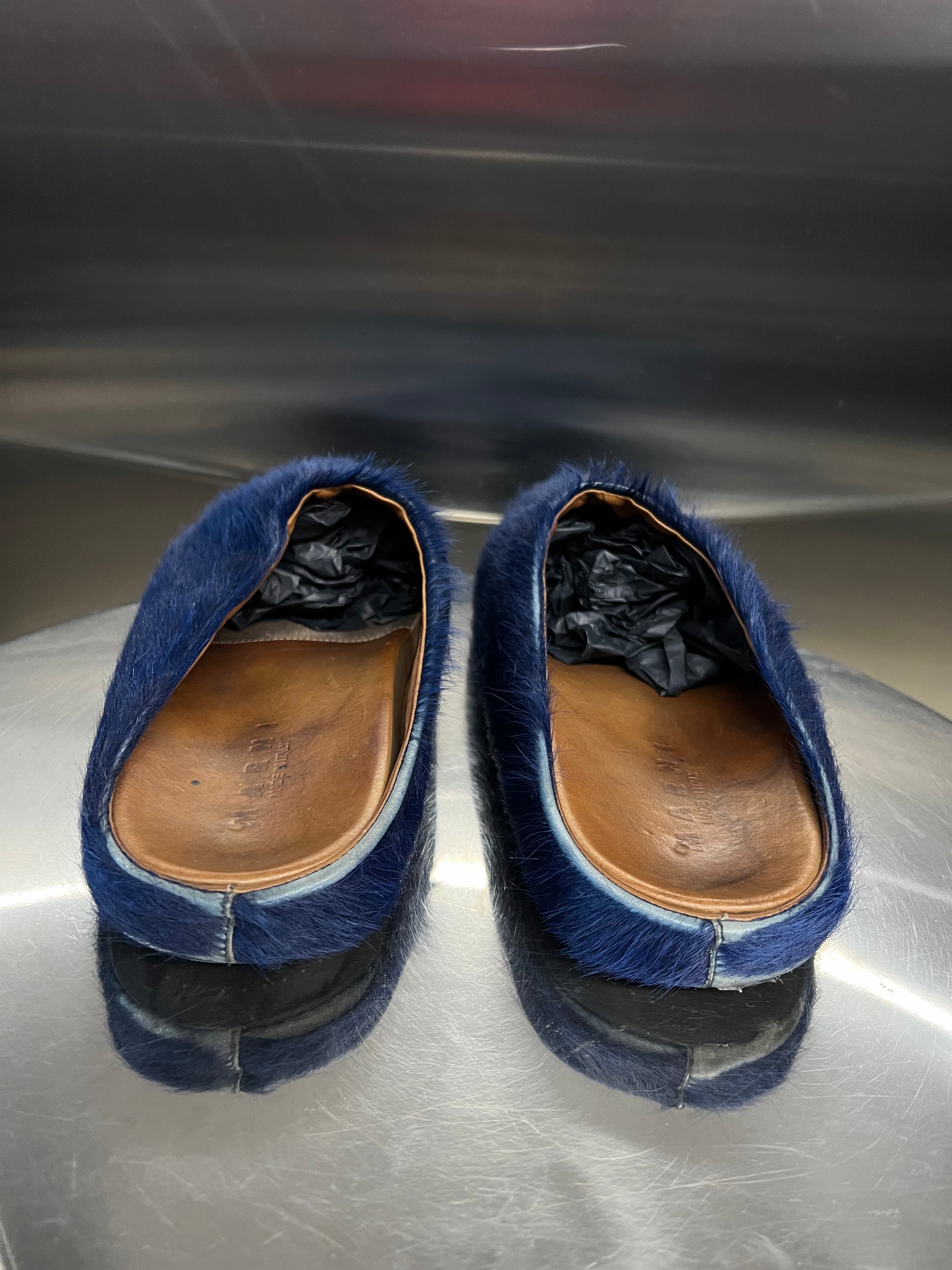 Marni Dark blue Calfskin Fussbet sabot slides
