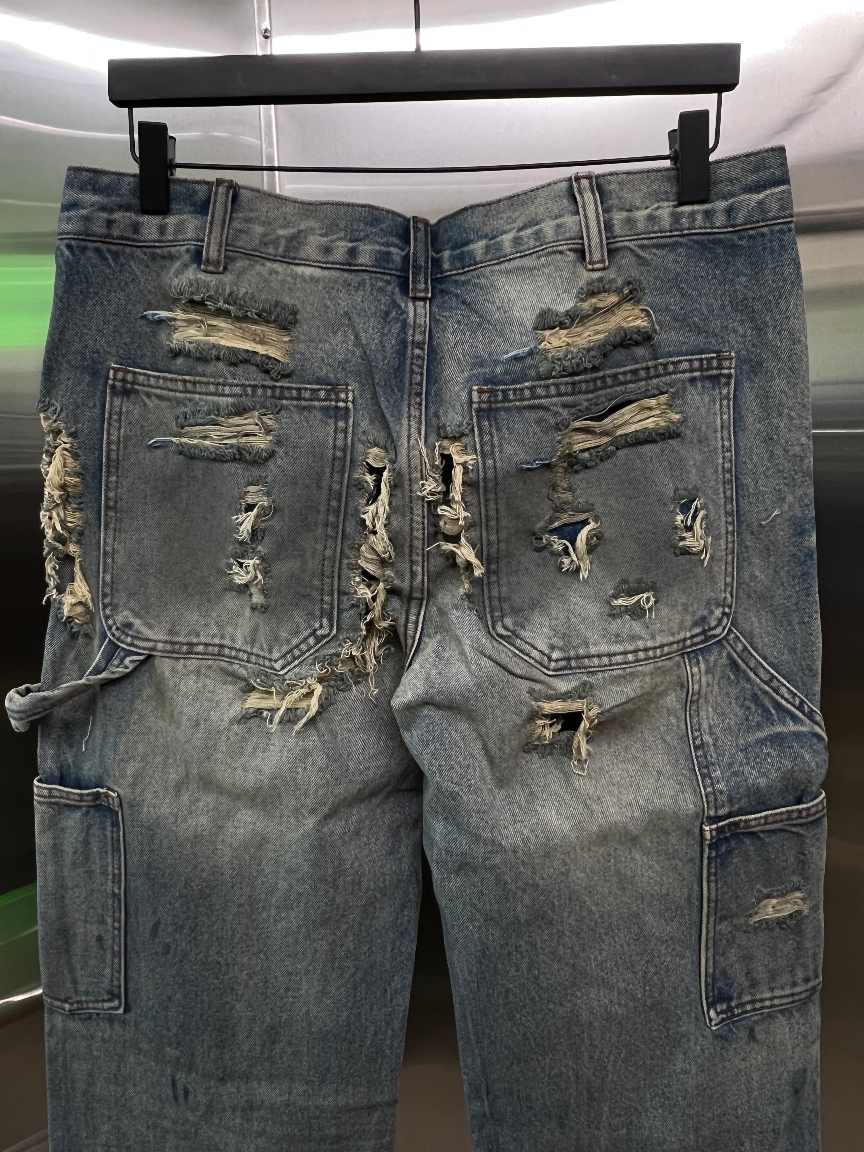 GV Gallery Raspberry Hills Baggy Jeans Distressed, Light-Washed Blue Denim And Paint-Splatter