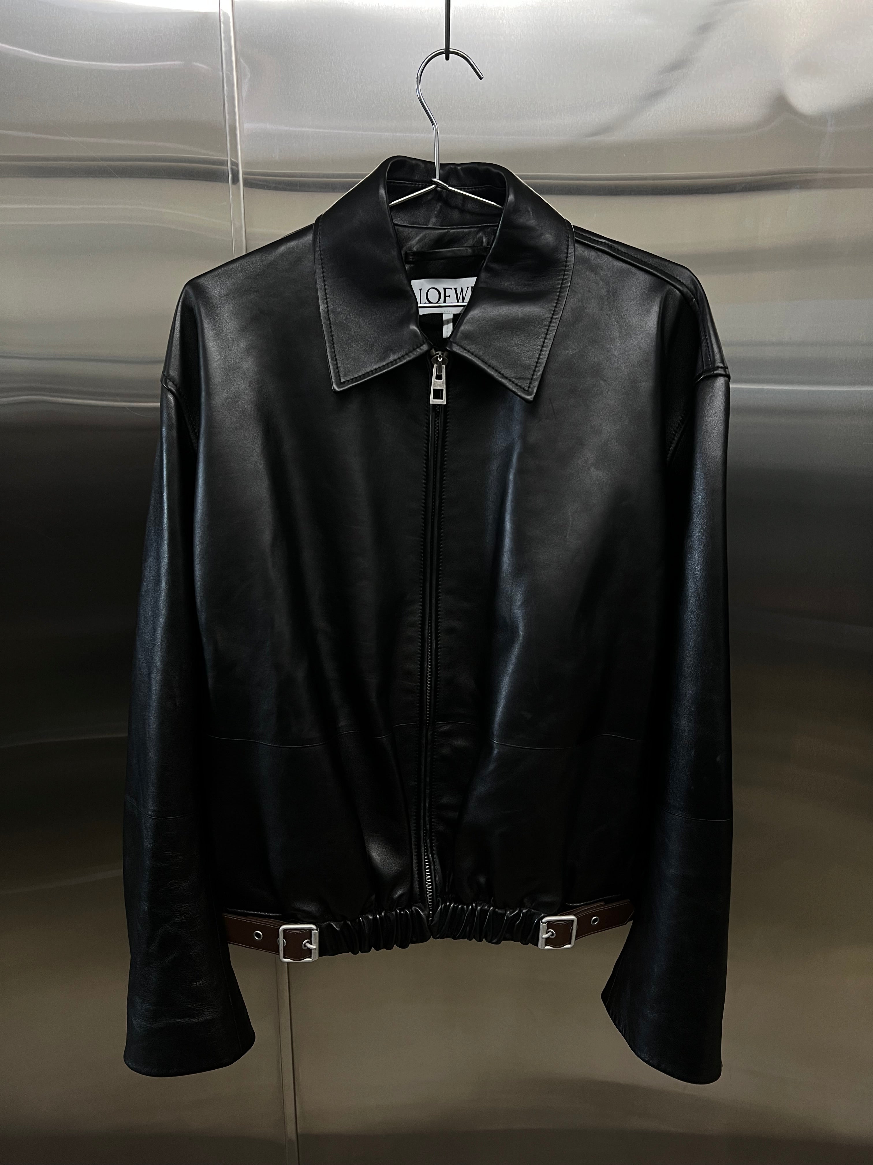 Loewe black lambskin nappa leather jacket