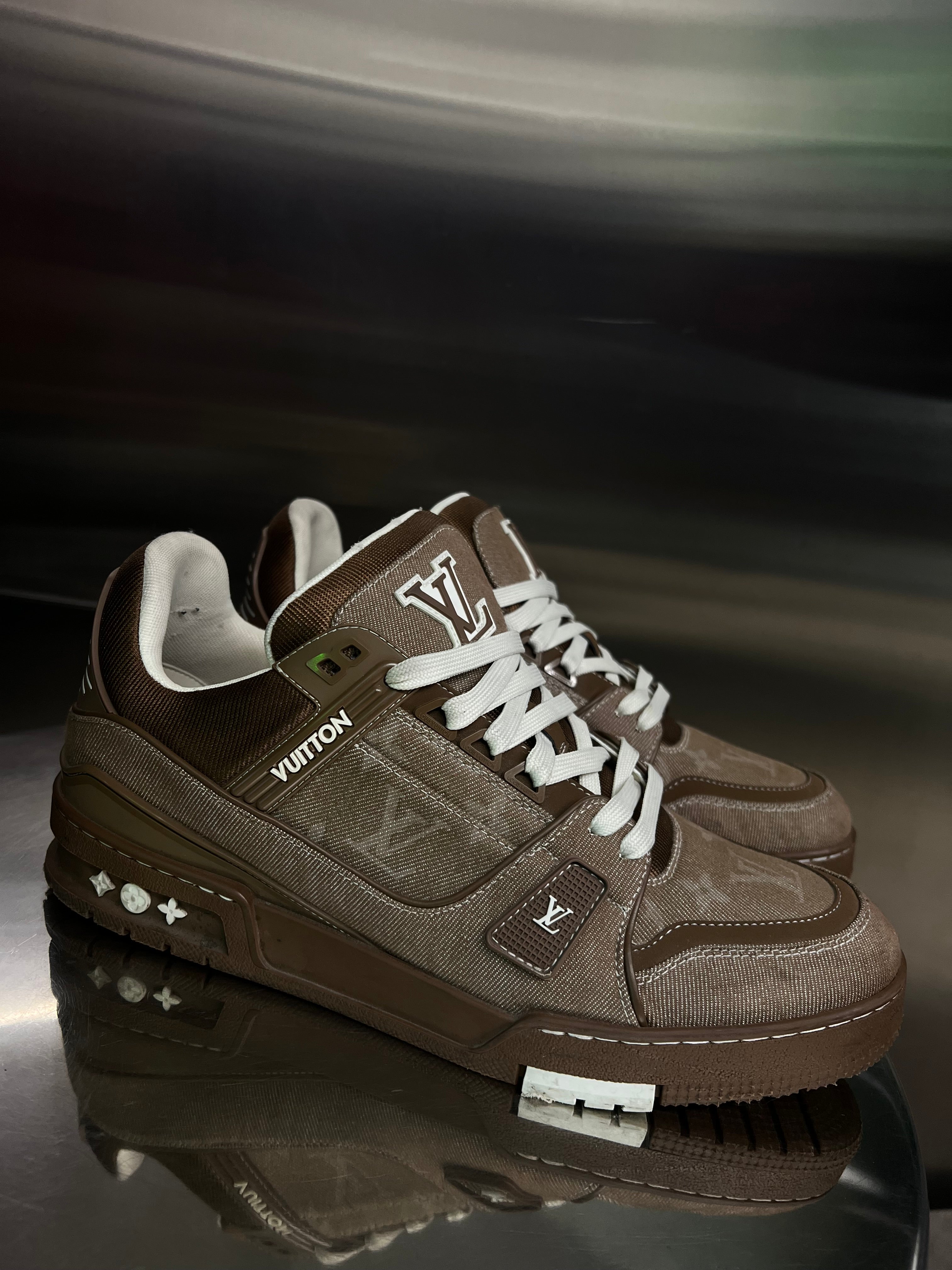 Louis Vuitton Trainer Sneakers “Brown Denim Monogram”