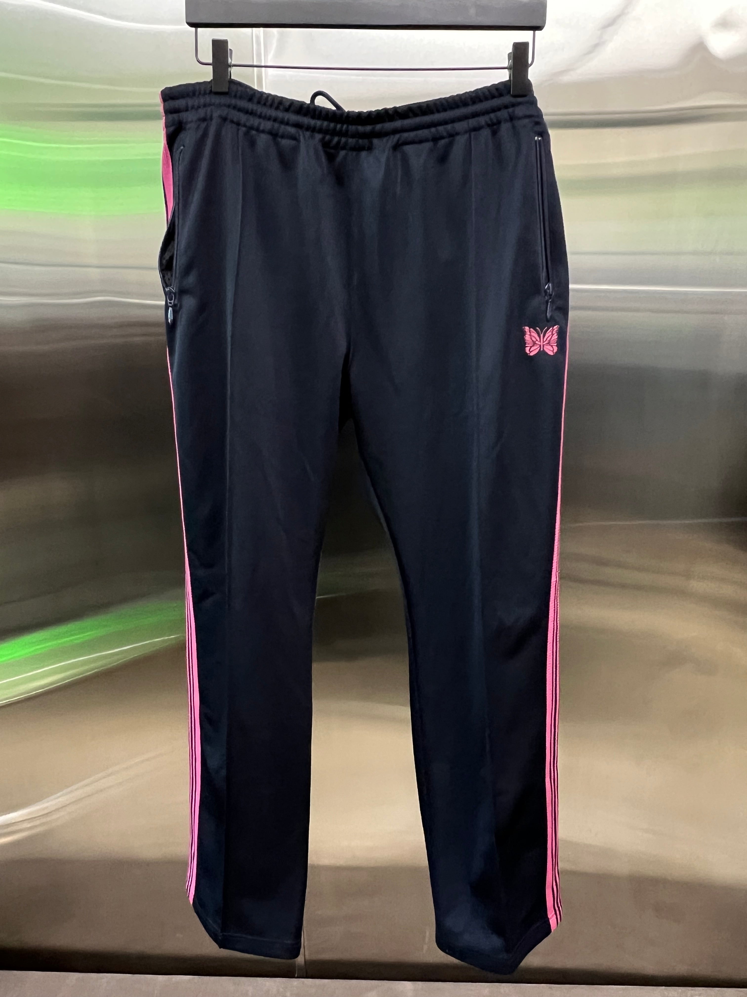 Needles Track Pants Navy Pink Side Stripes