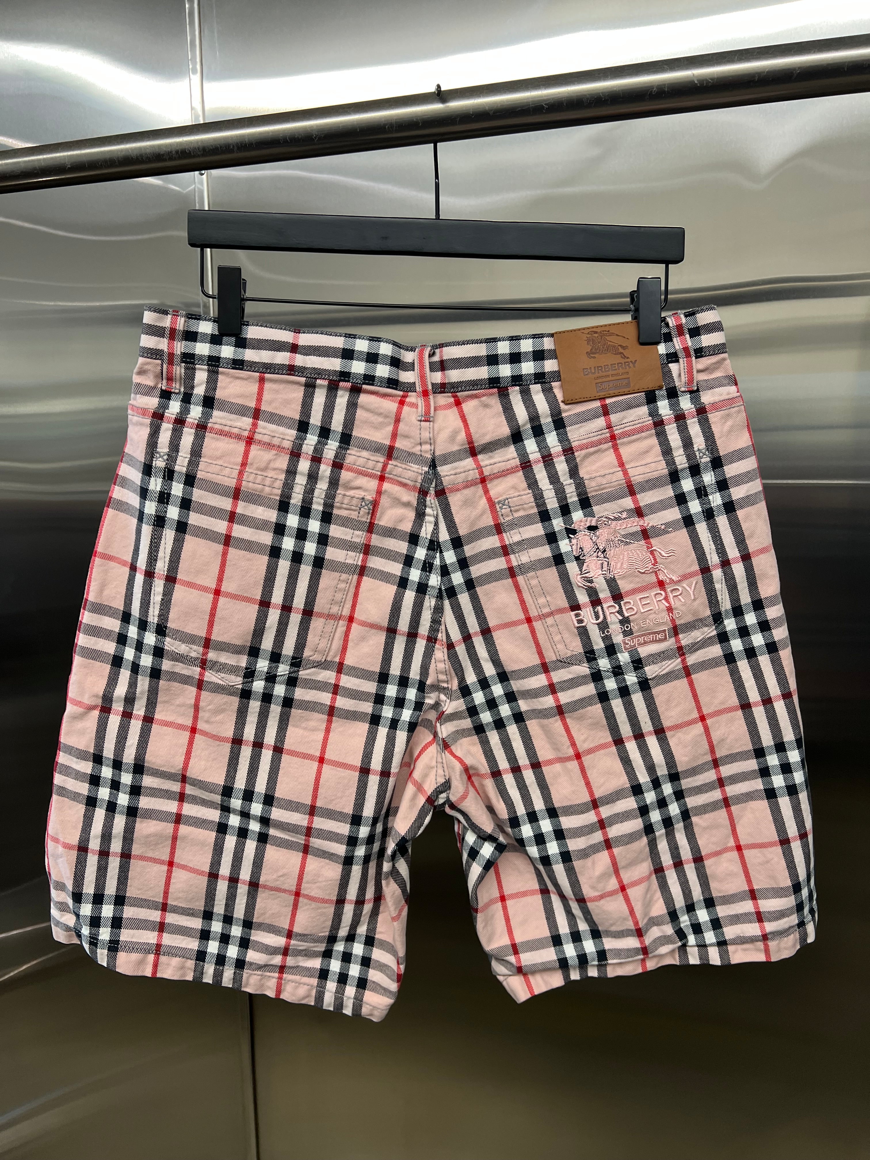 Supreme SS22 Burberry Denim Shorts Pink