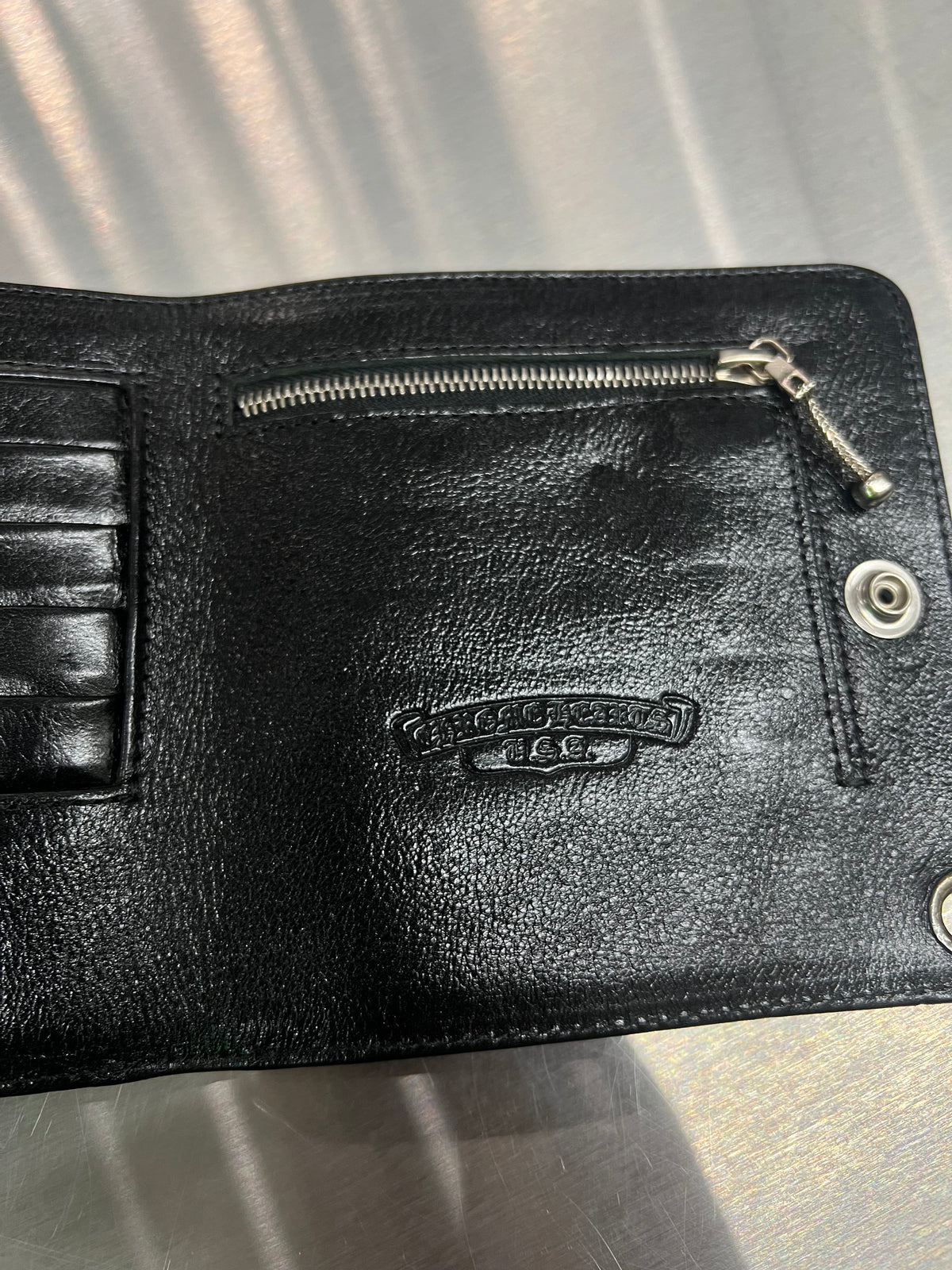 Chrome Hearts Cemetery Cross snap bi-fold wallet