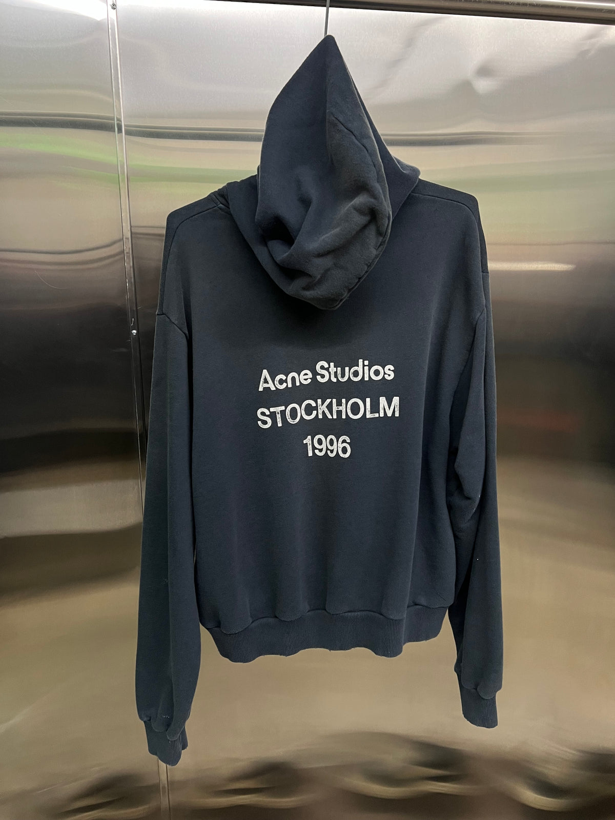Acne Studios deep blue fleece logo hoodie