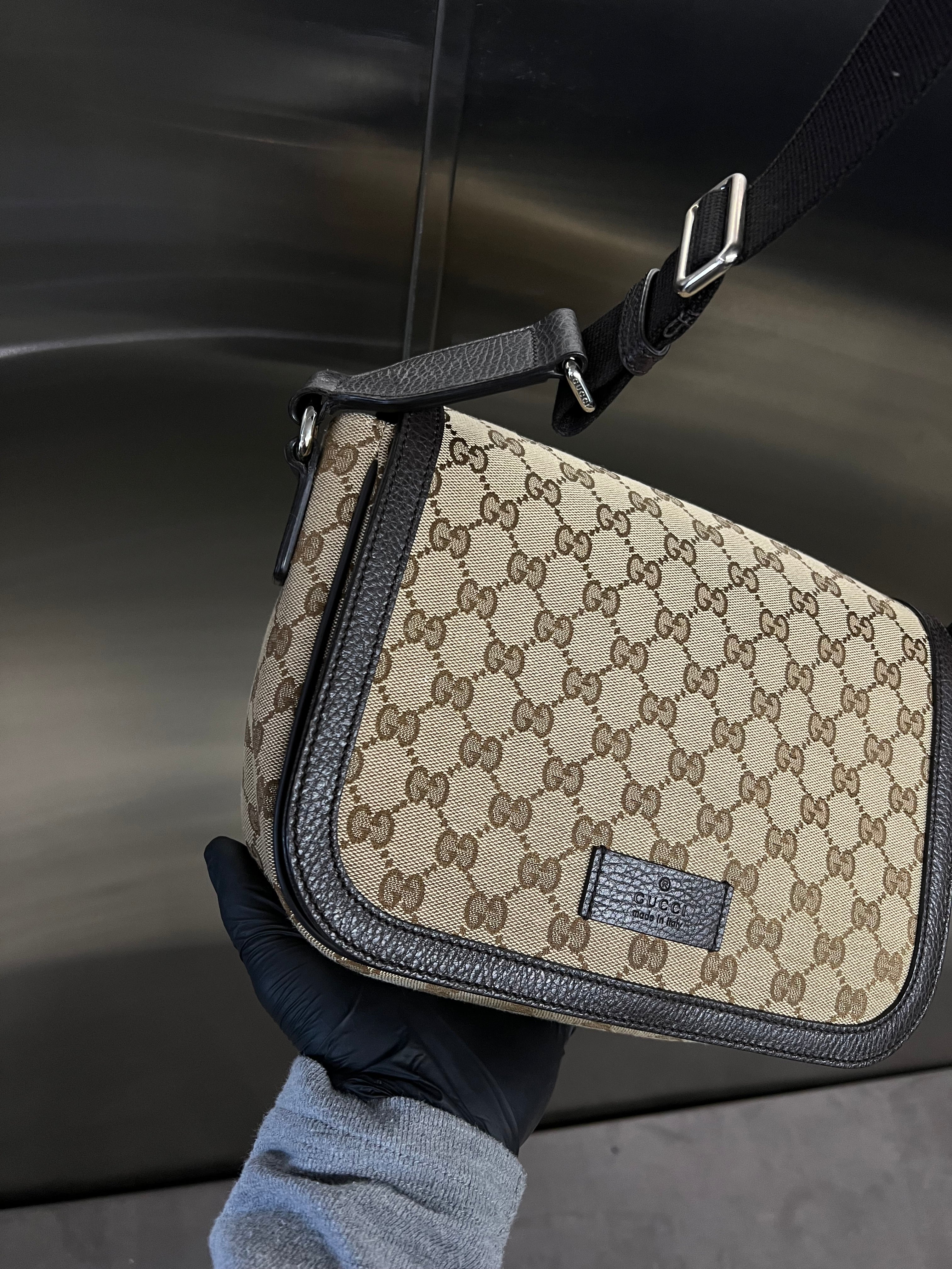 Gucci Monogram Flap Messenger bag