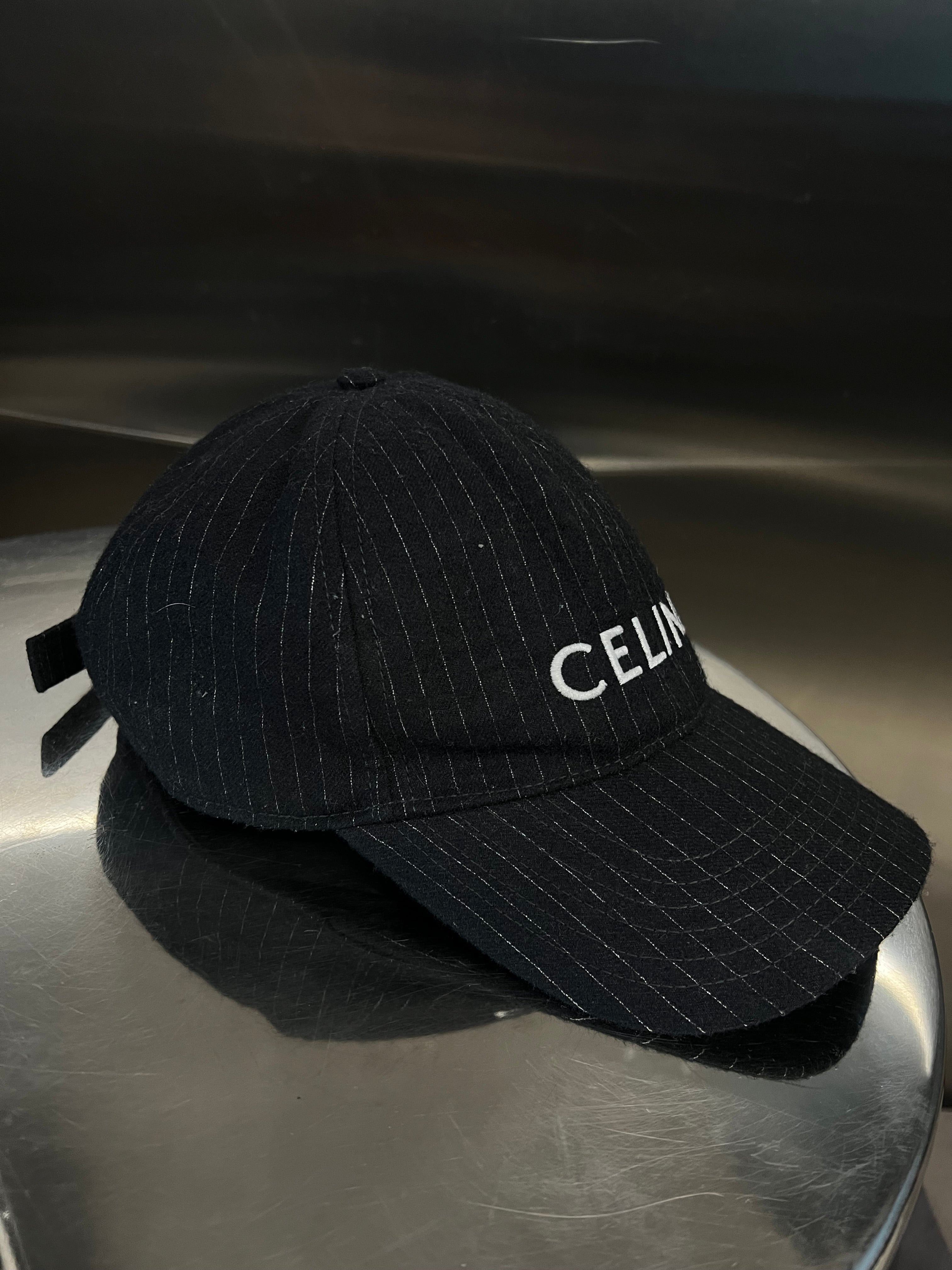 Celine Pinstriped logo baseball cap