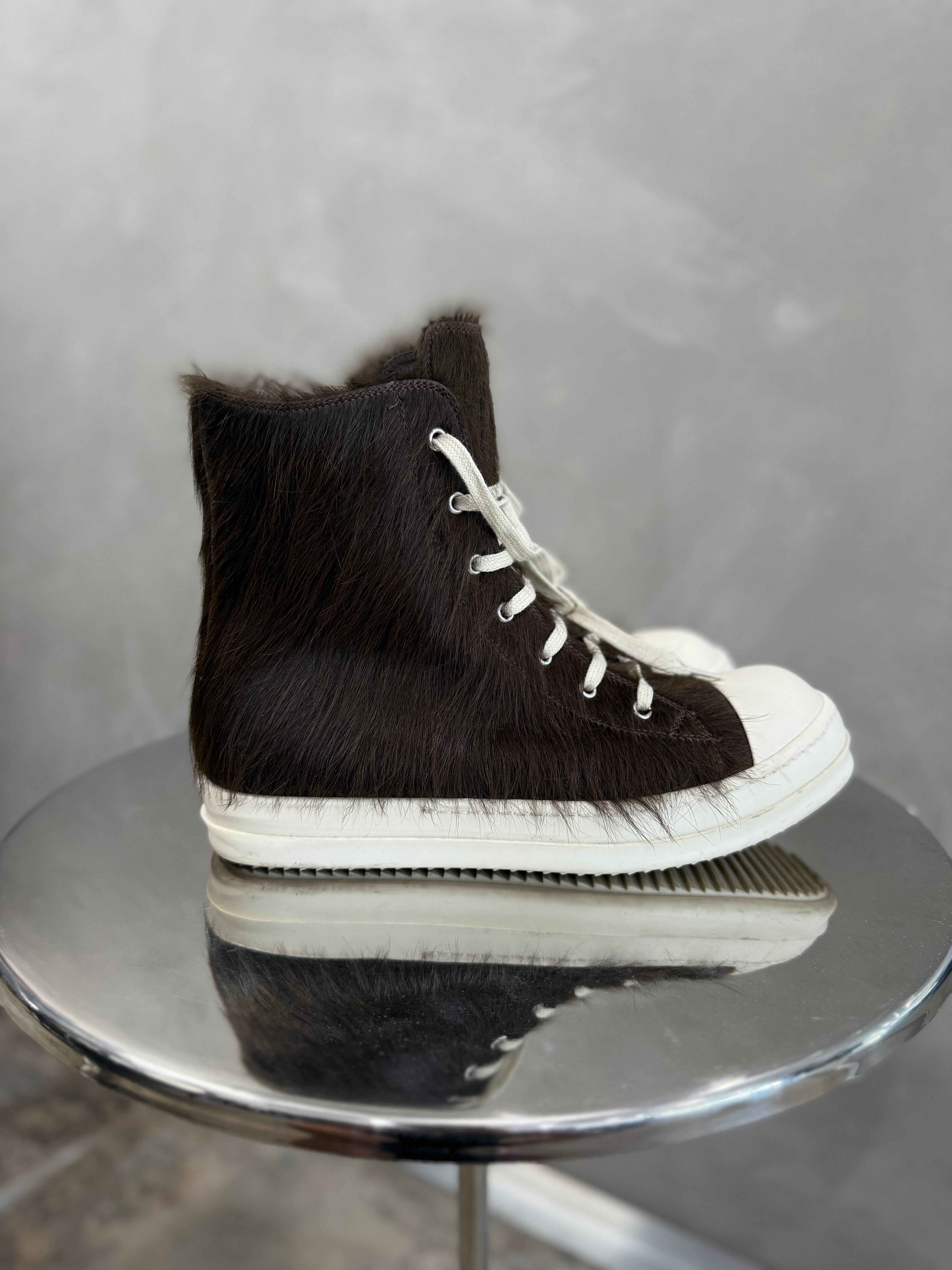 Rick Owens Brown Fur Boots
