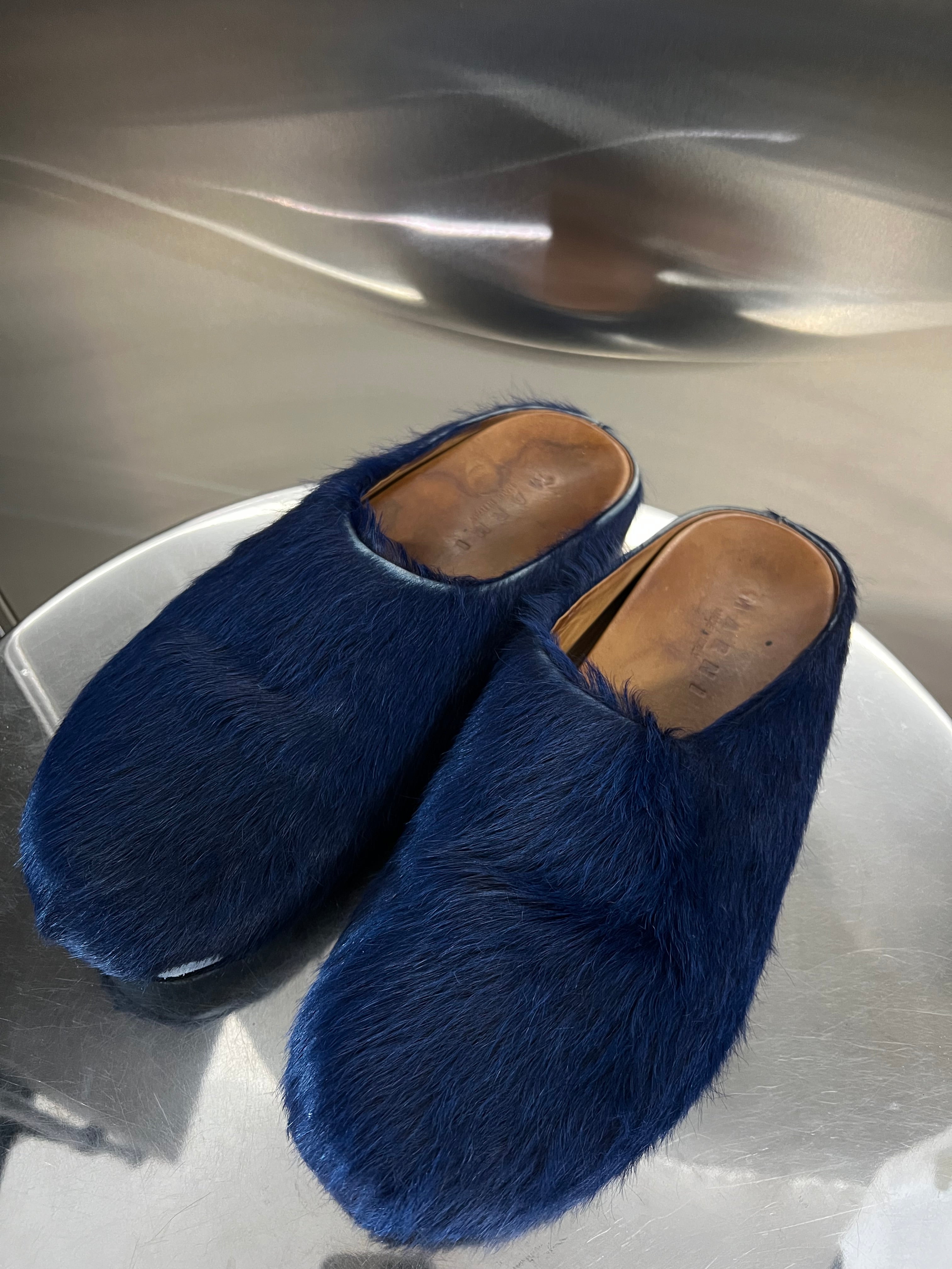 Marni Dark blue Calfskin Fussbet sabot slides