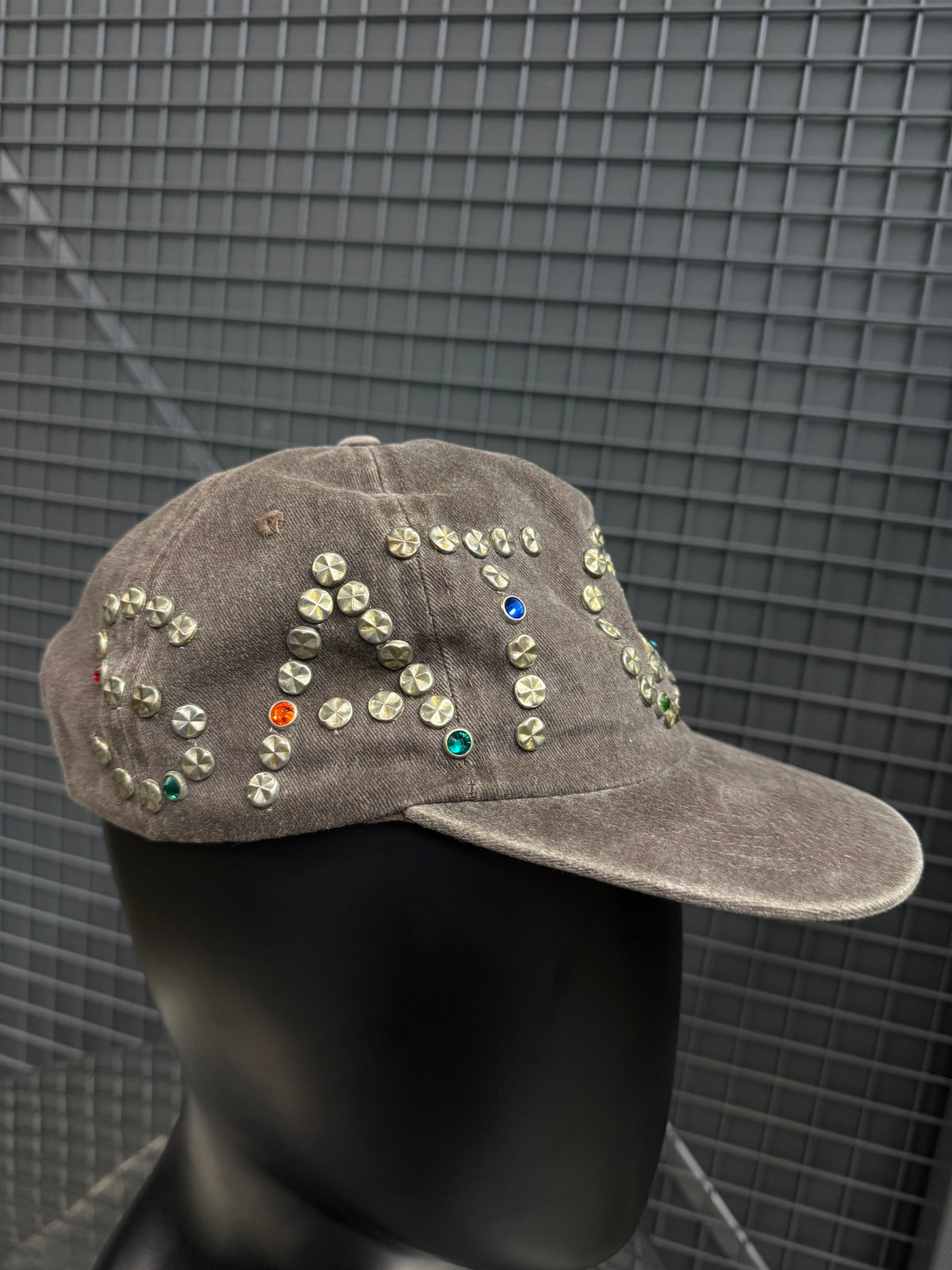 Satoshi Nakamoto Washed Grey Studded Hat