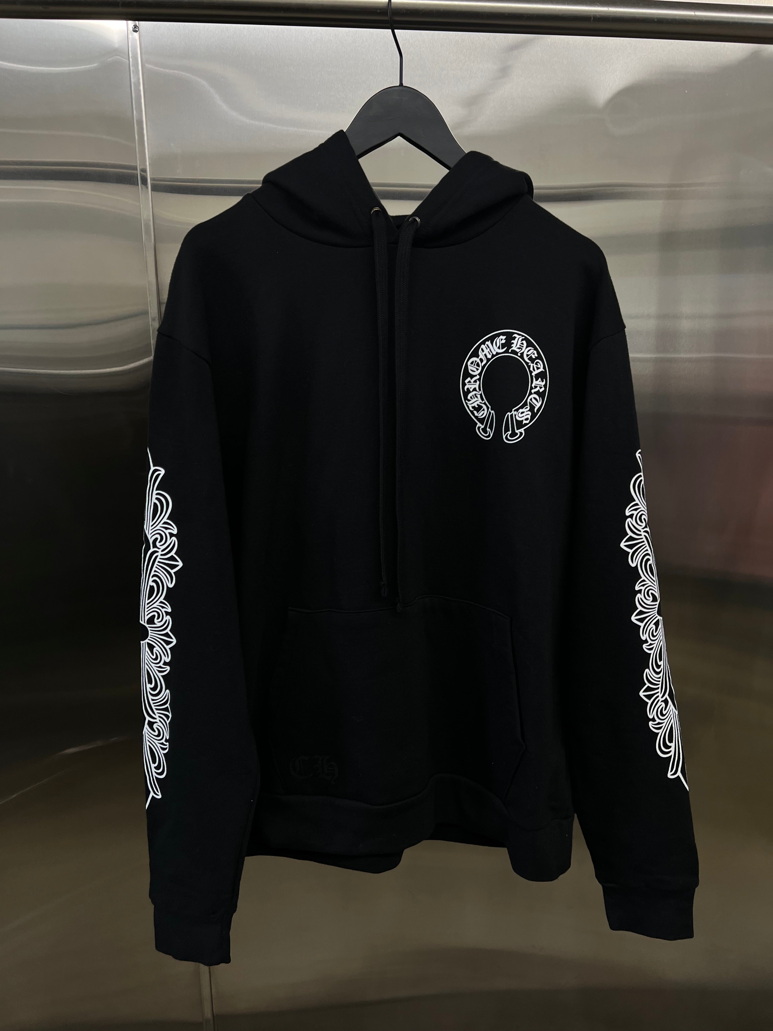 Chrome Hearts Horseshoe/Floral sleeve pullover hoodie