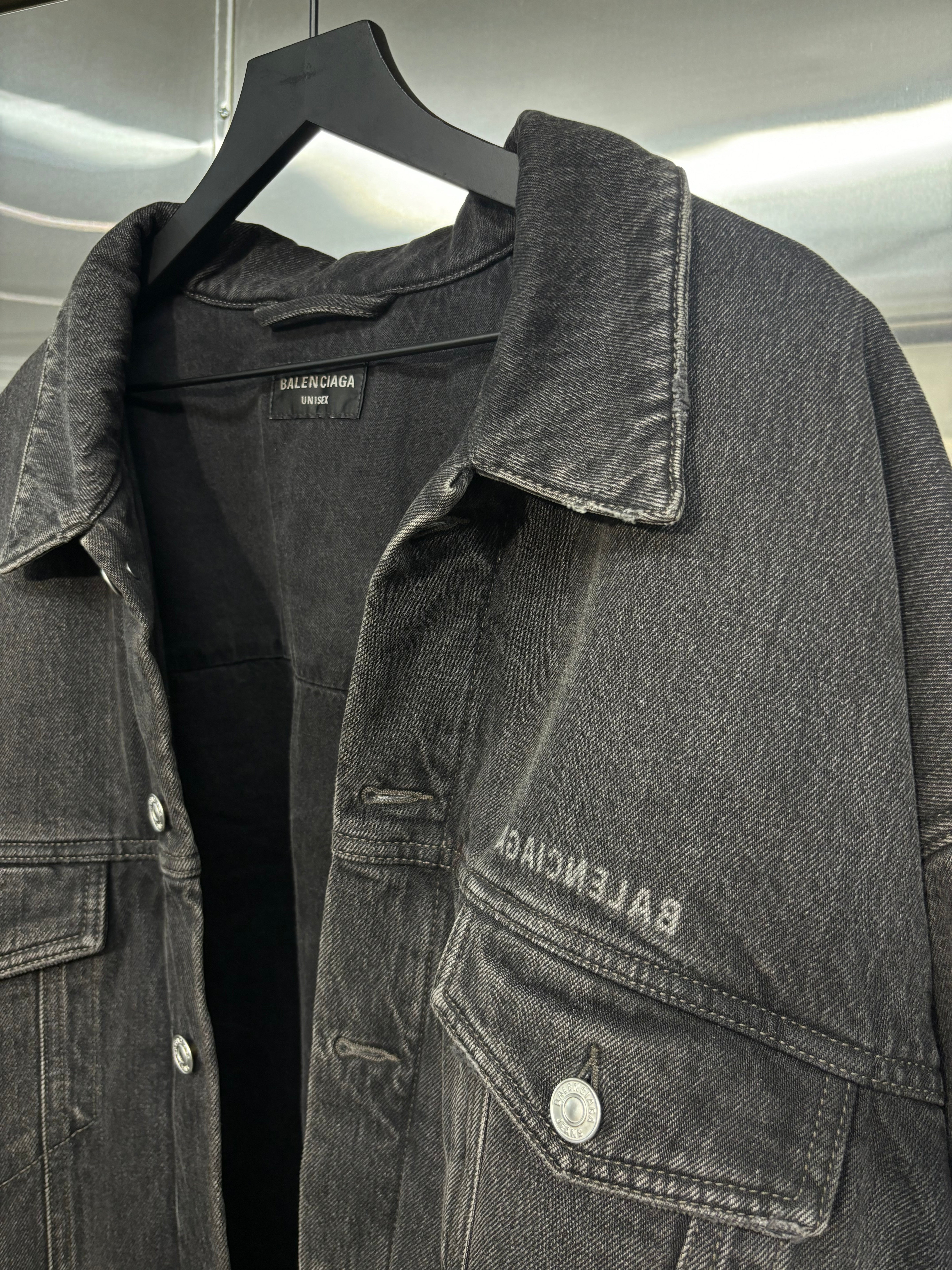 Balenciaga black denim washed jacket