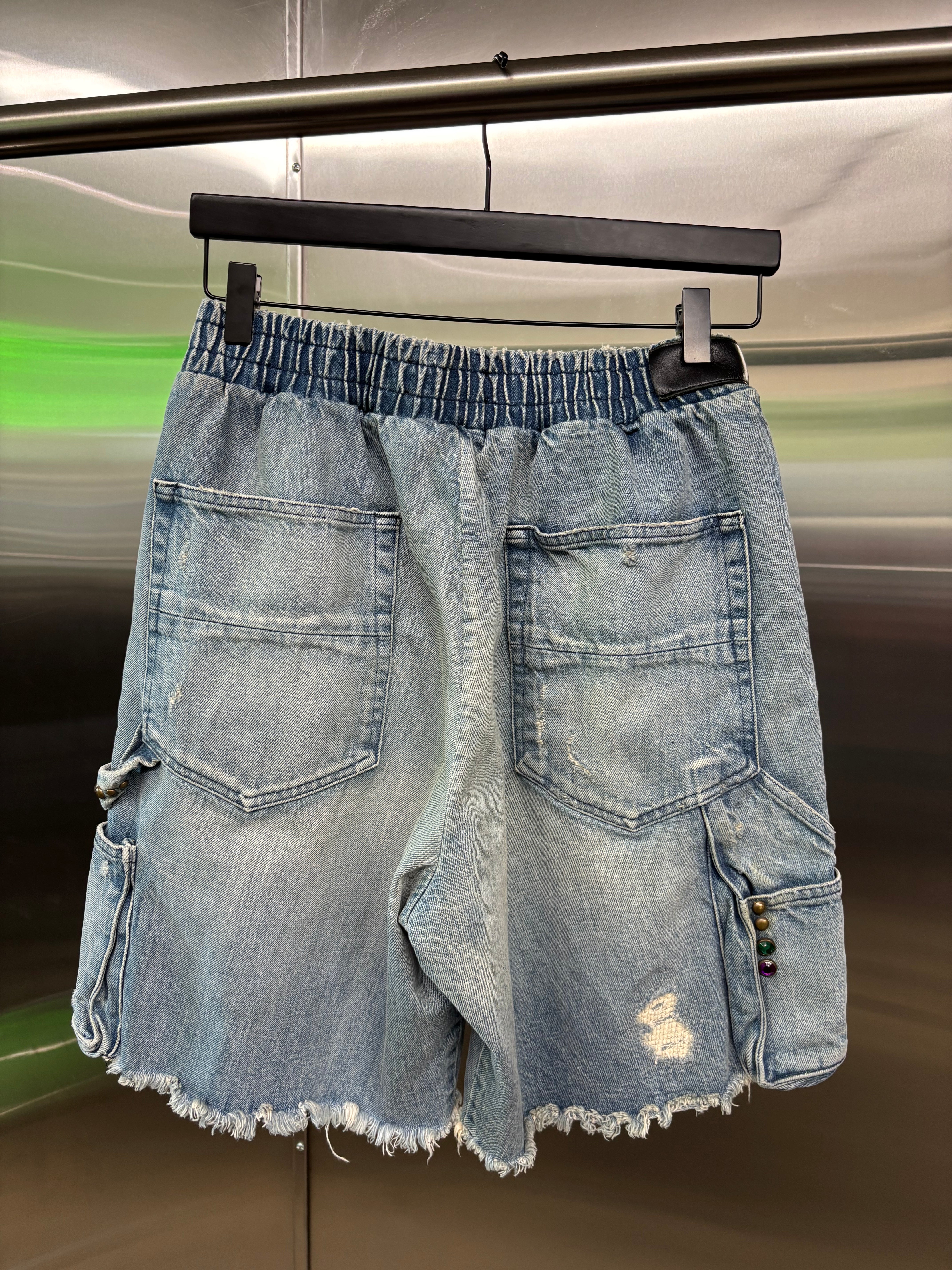 Satoshi Nakamoto x Amiri Denim Studded shorts