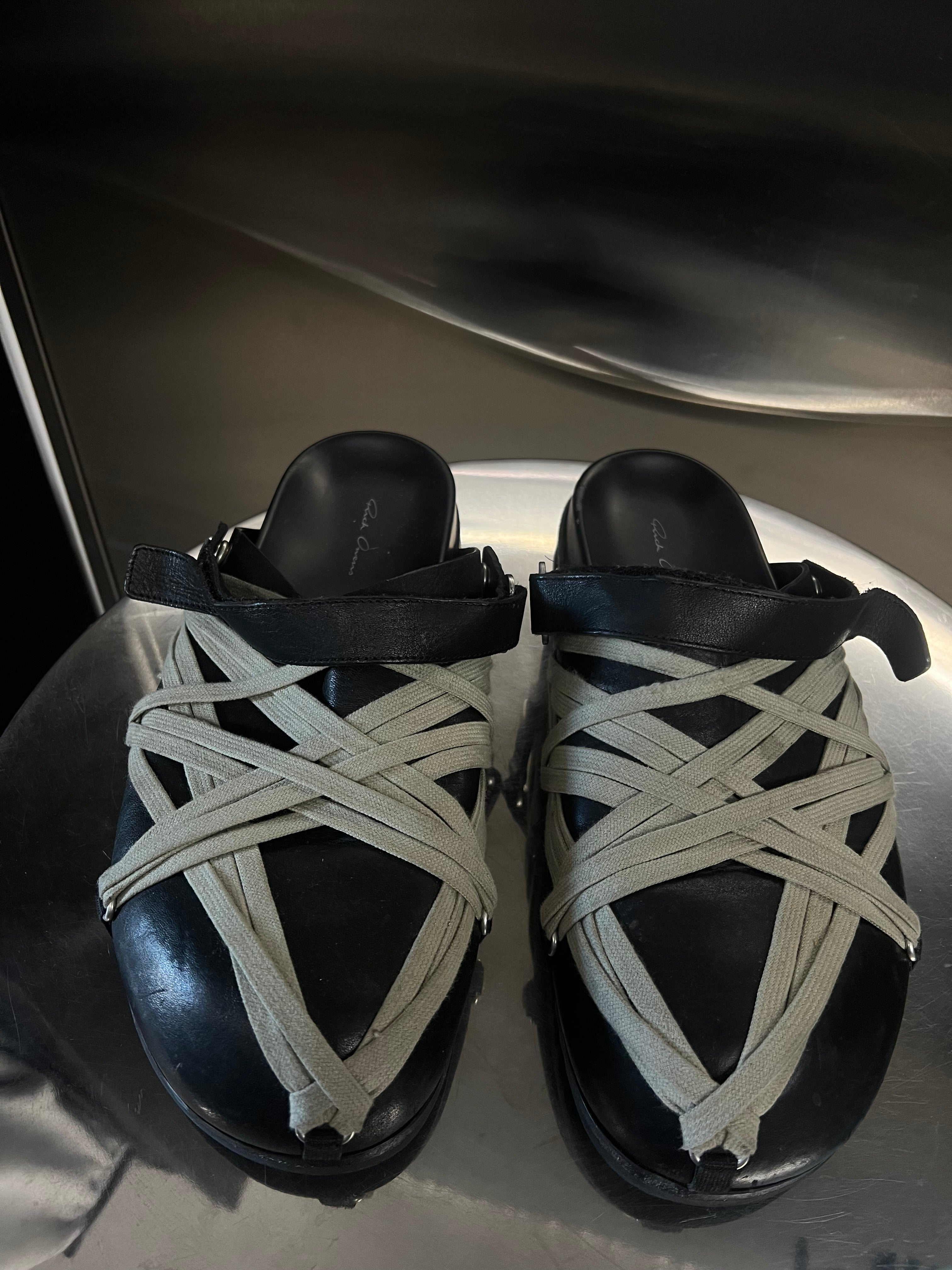 Rick Owens Mega-lace Granola leather mules
