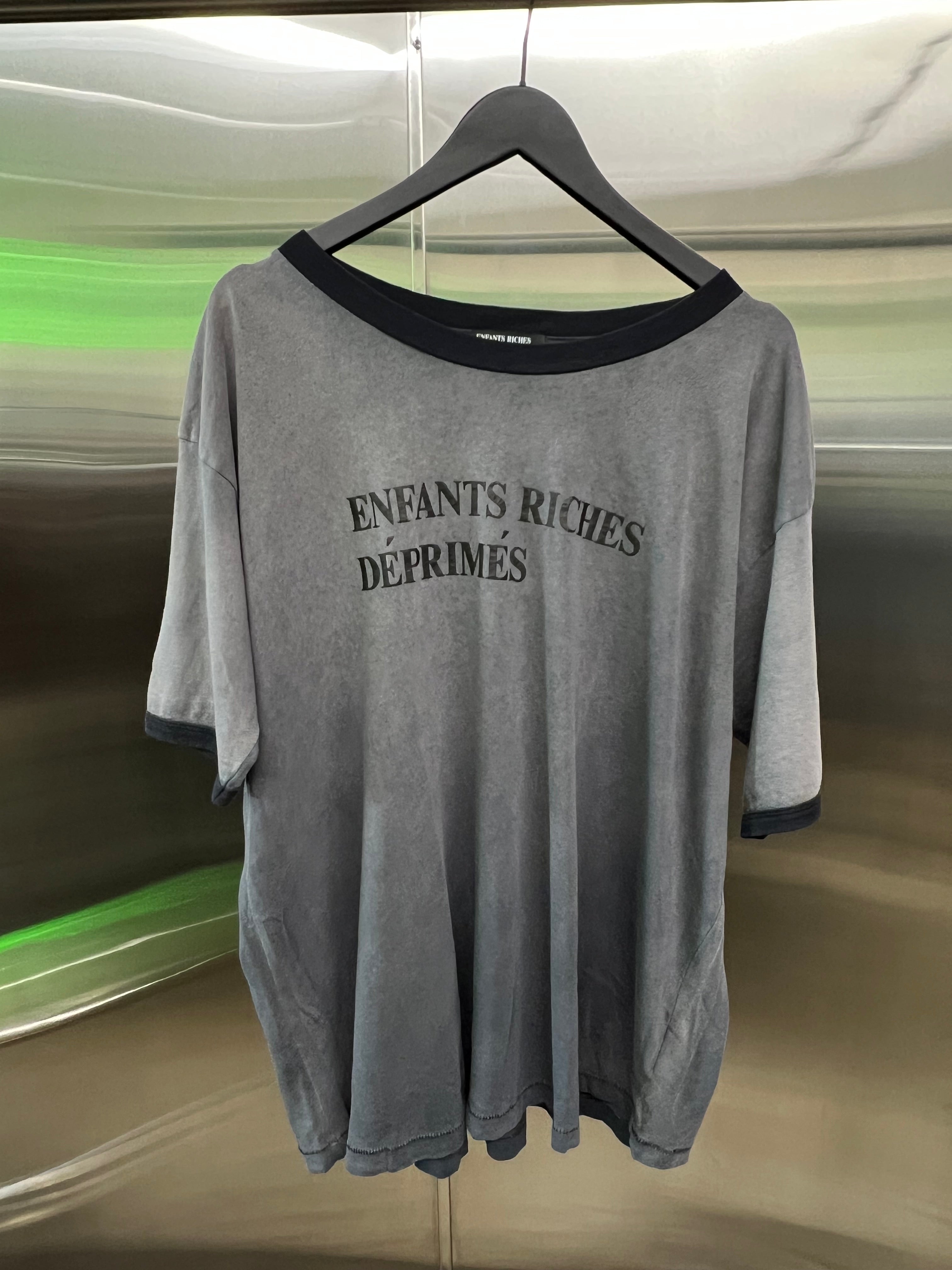 Enfants Riches Déprimés Classic Logo Ringer Faded Charcoal/Black T-Shirt