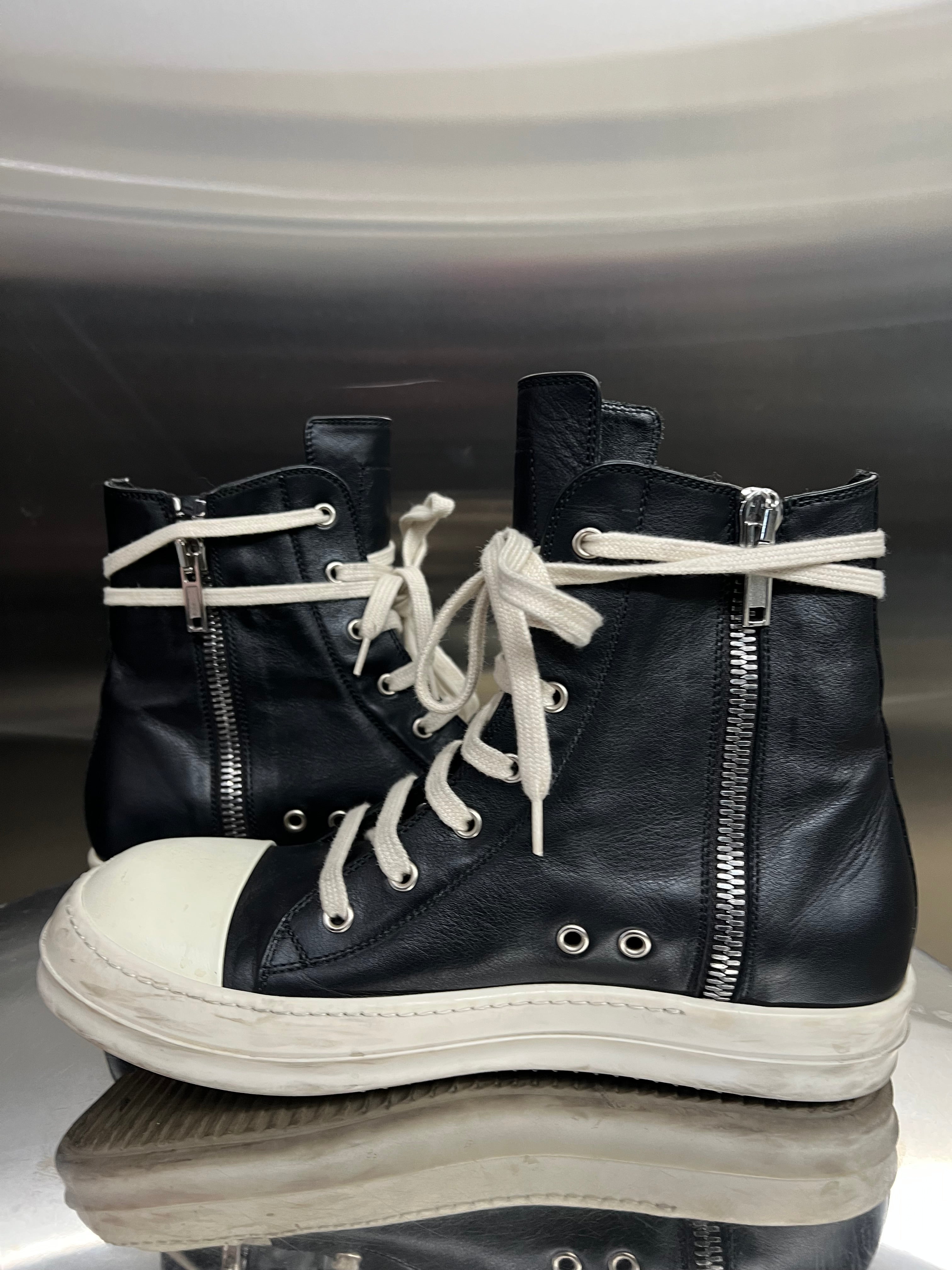 Rick Owens leather Ramones high-top sneaker