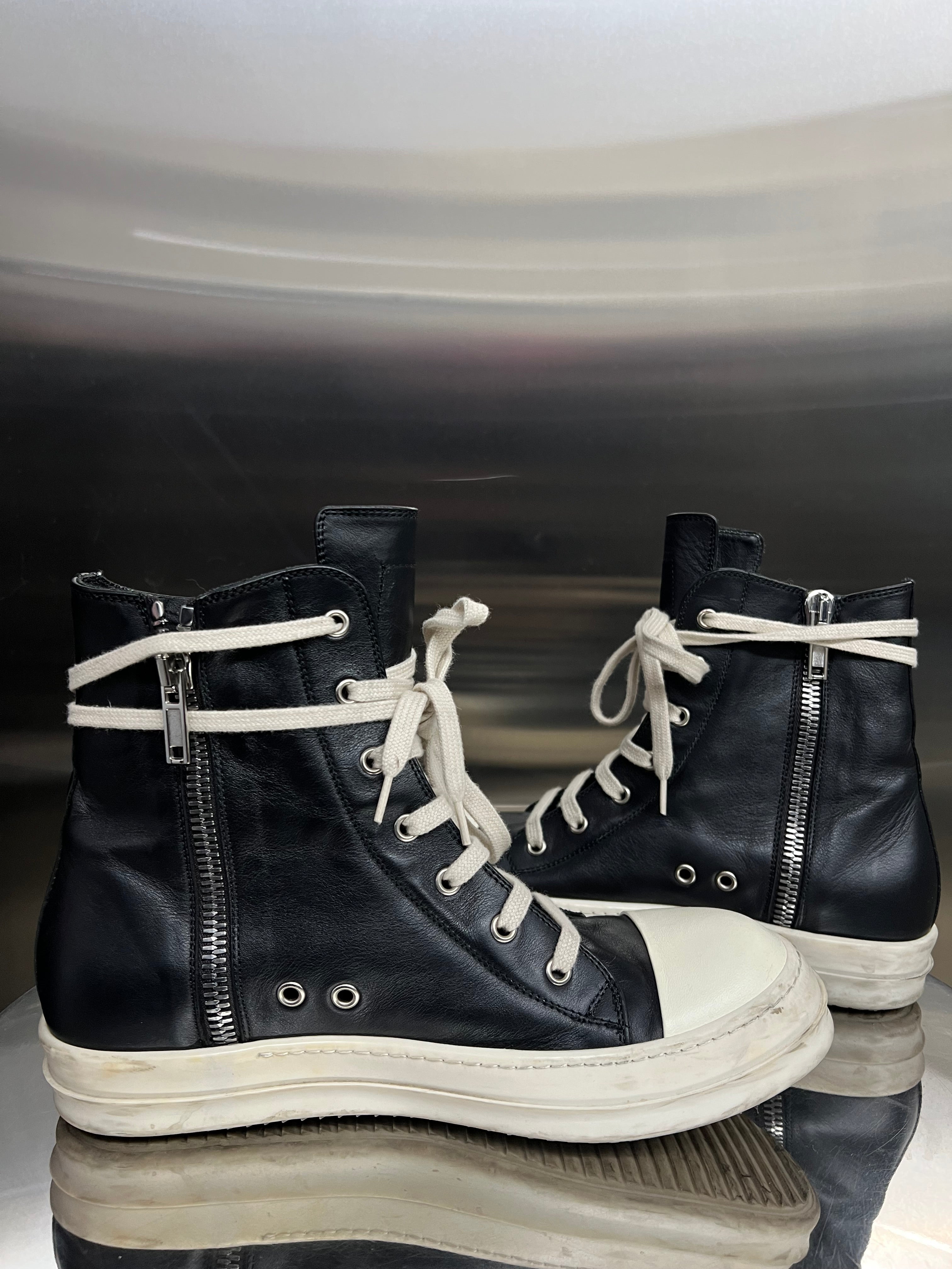 Rick Owens leather Ramones high-top sneaker