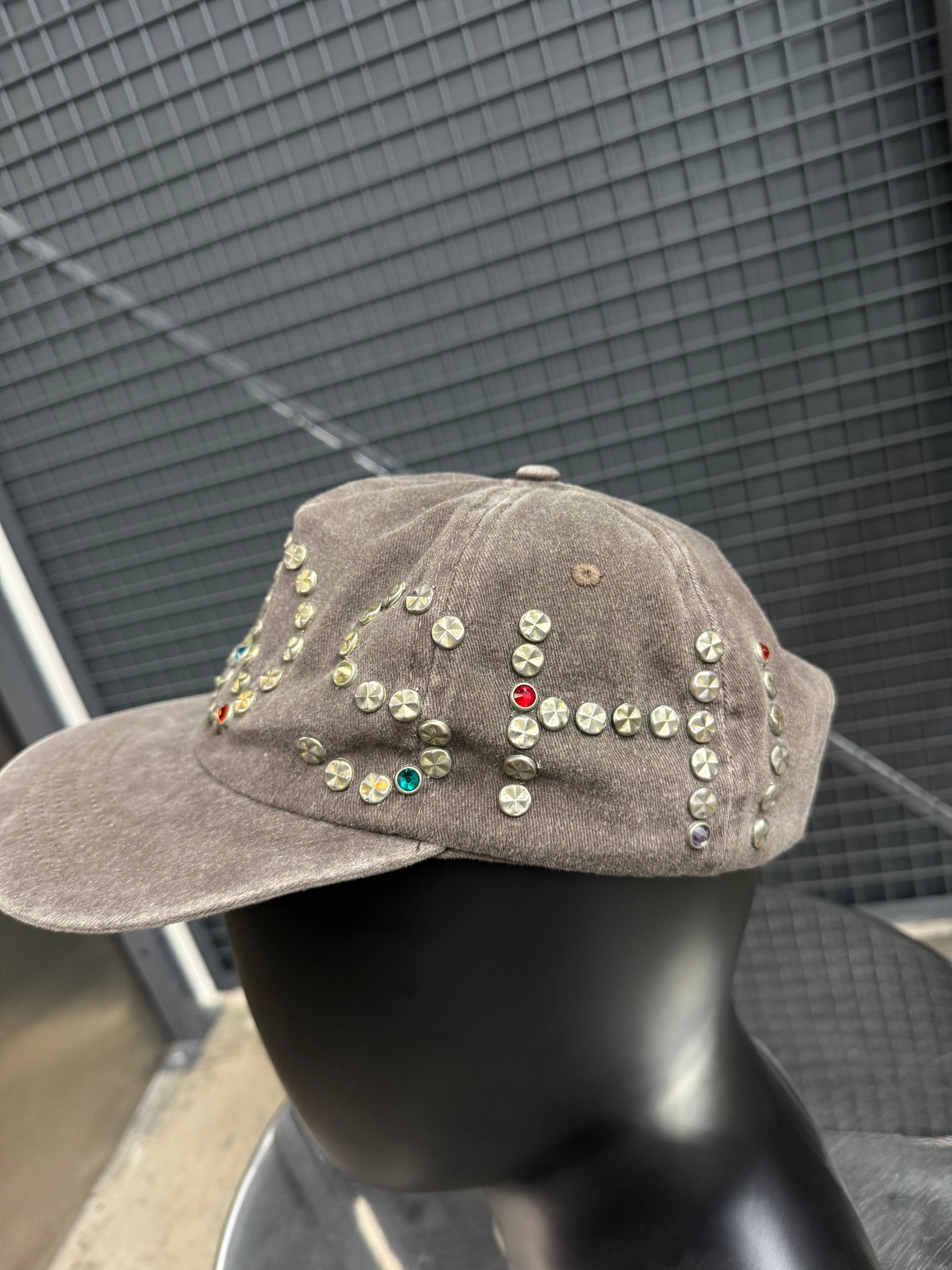 Satoshi Nakamoto Washed Grey Studded Hat